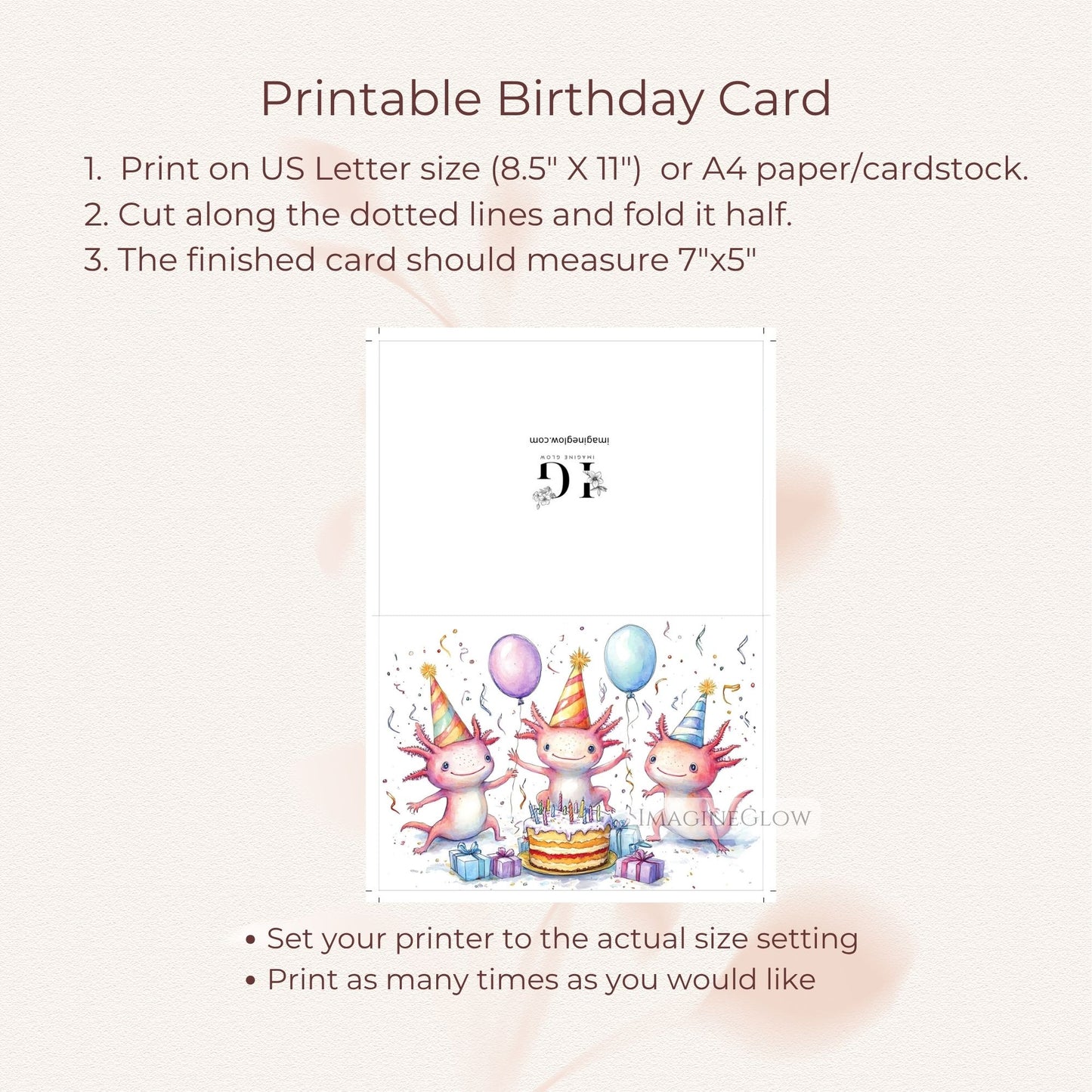 axolotl birthday card for animal lovers
whimsical axolotl greeting card birthday
axolotl birthday card with cute illustration