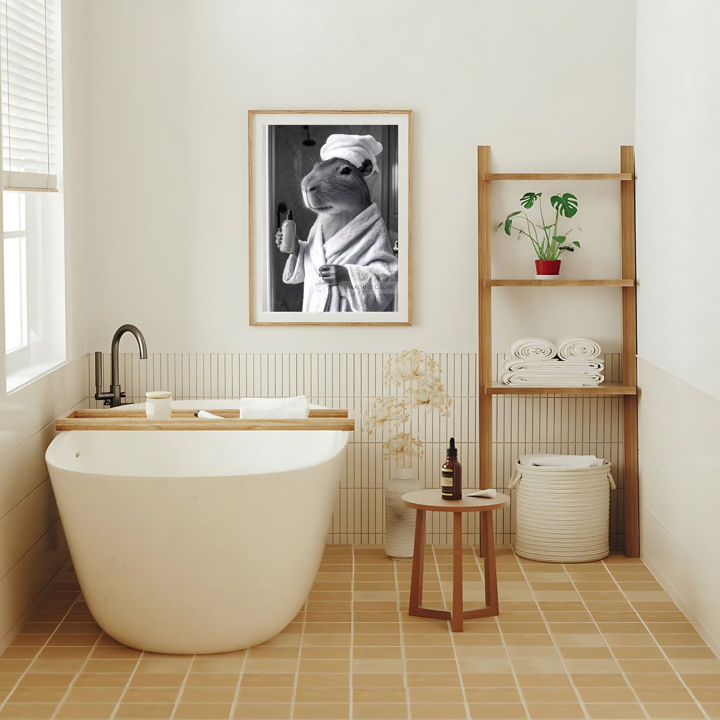 Playful capybara animal print for bathroom walls