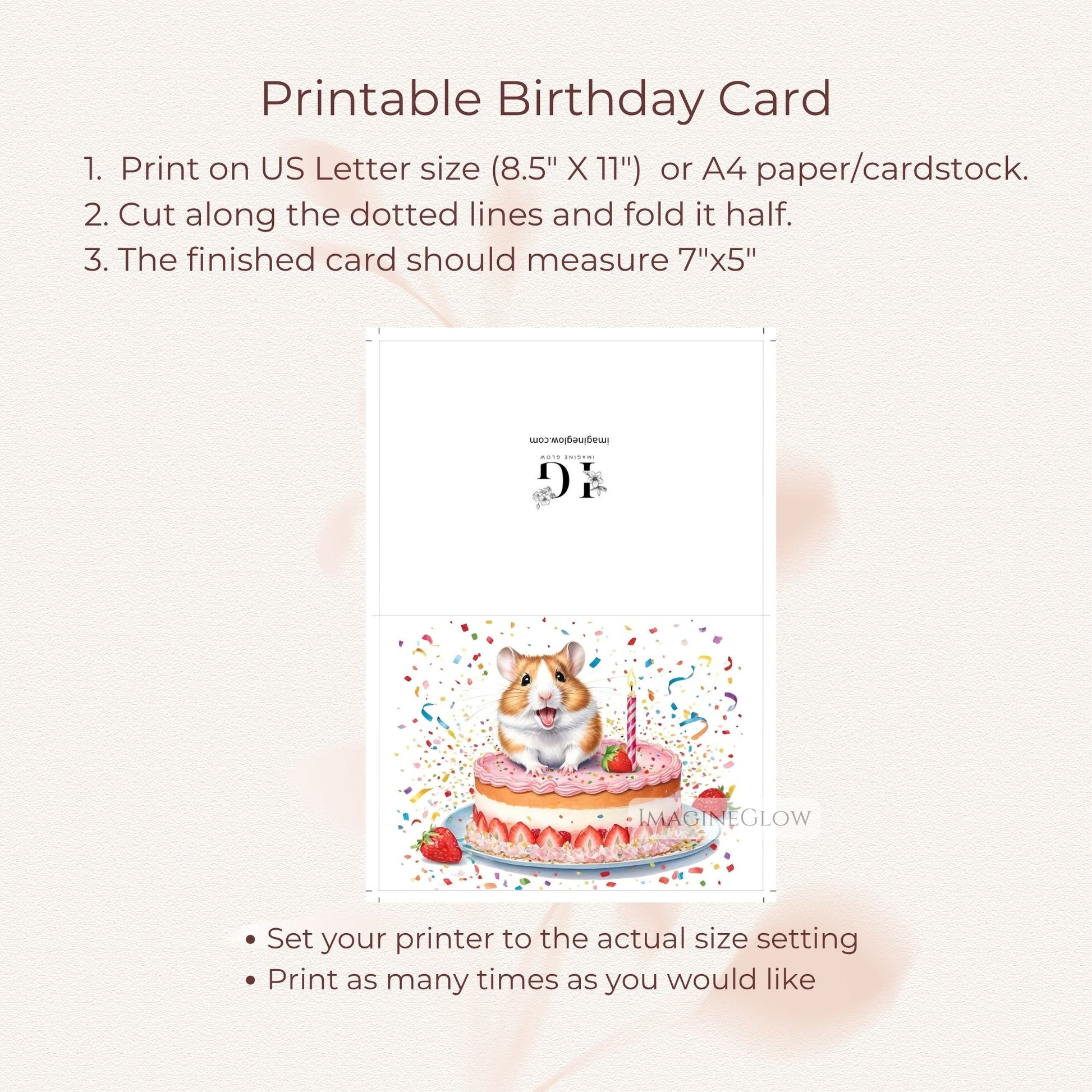 Hamster birthday card for kids
Pet lover birthday card
Birthday card with hamster design
Animal lover greeting card
Hamster themed party card
Printable animal birthday card
Fun hamster birthday card