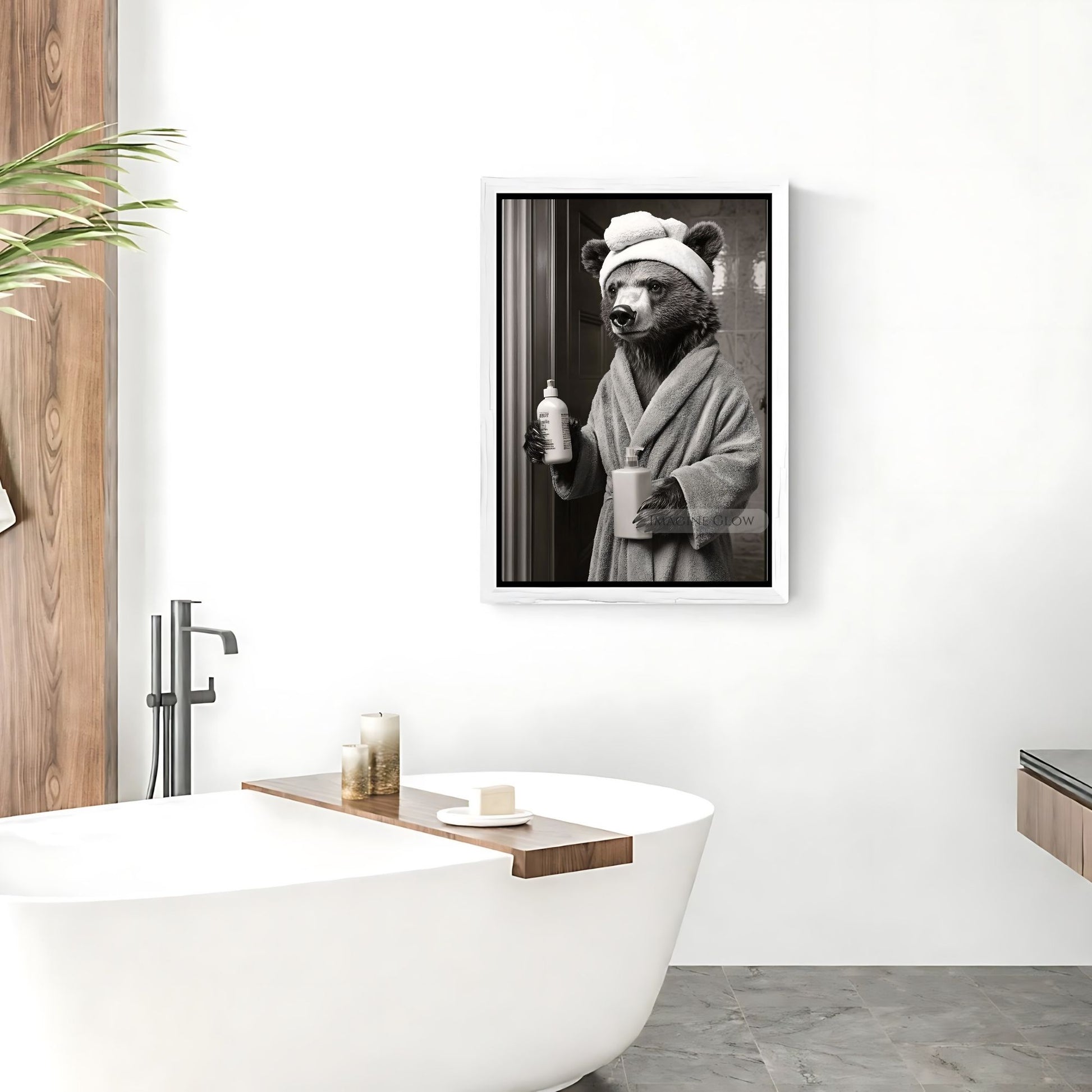 Majestic bear bathroom poster for restroom decor