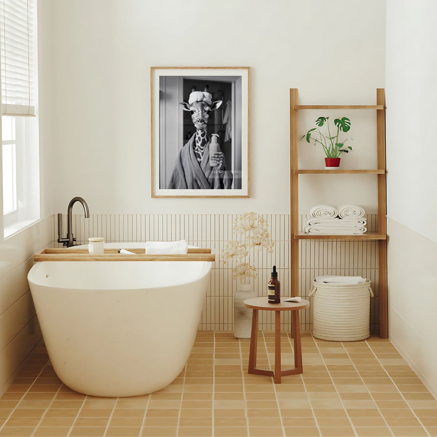 Elegant giraffe bathroom poster for restroom decor