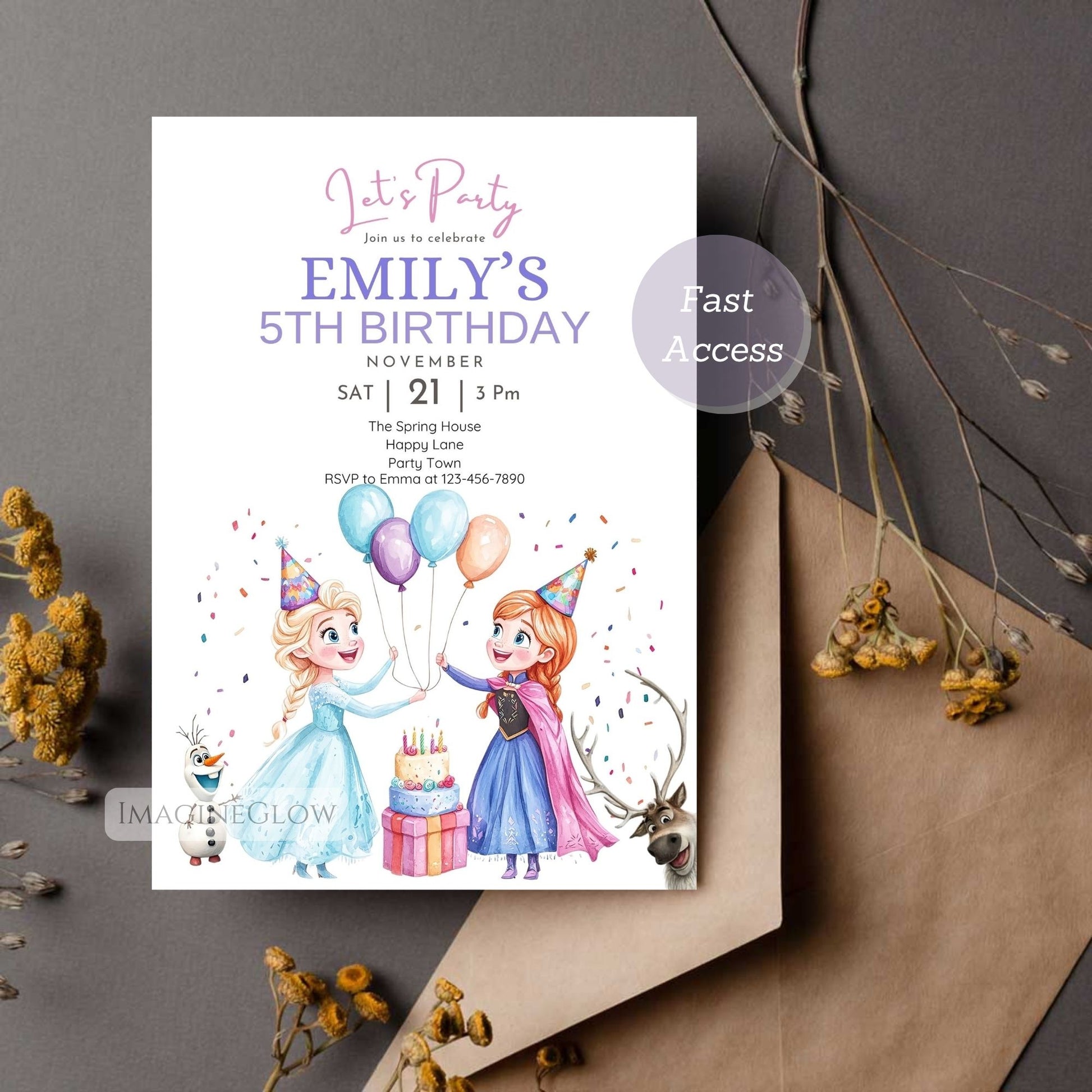 disney frozen birthday party card