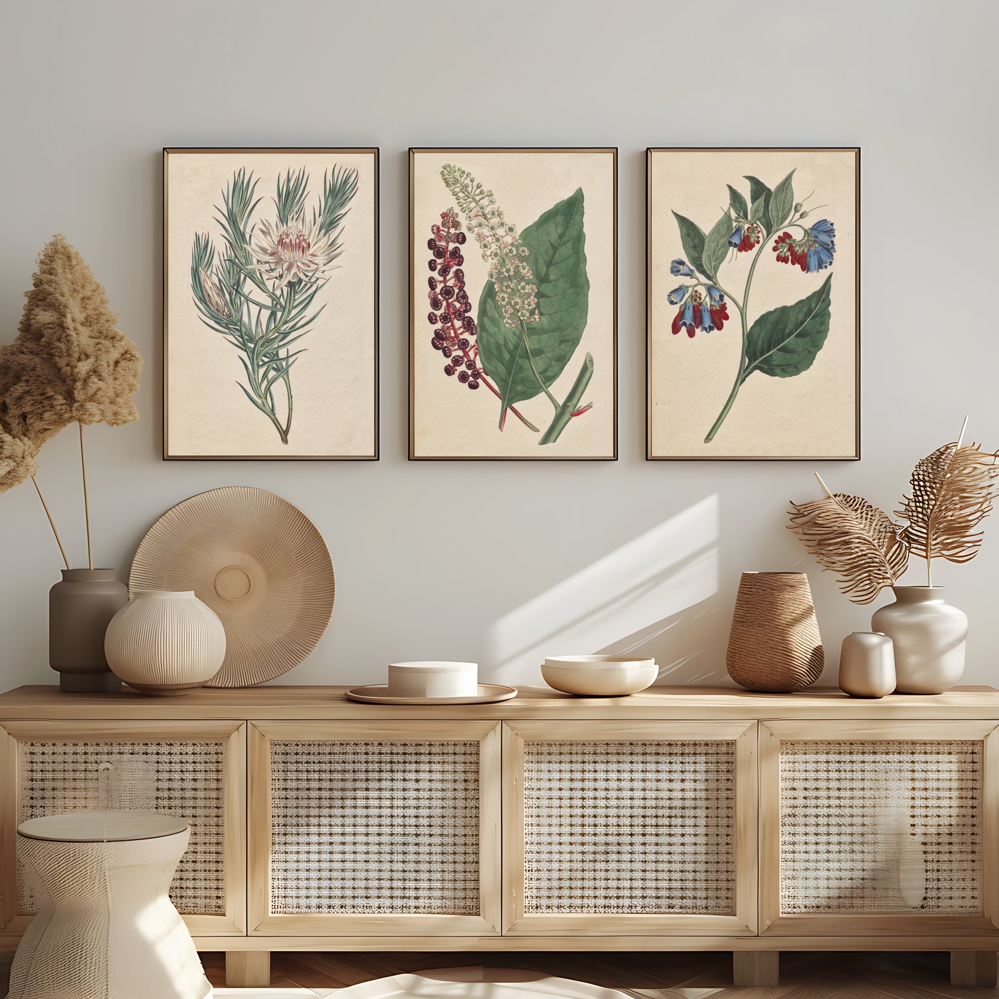Antique botanical art print with classic floral design