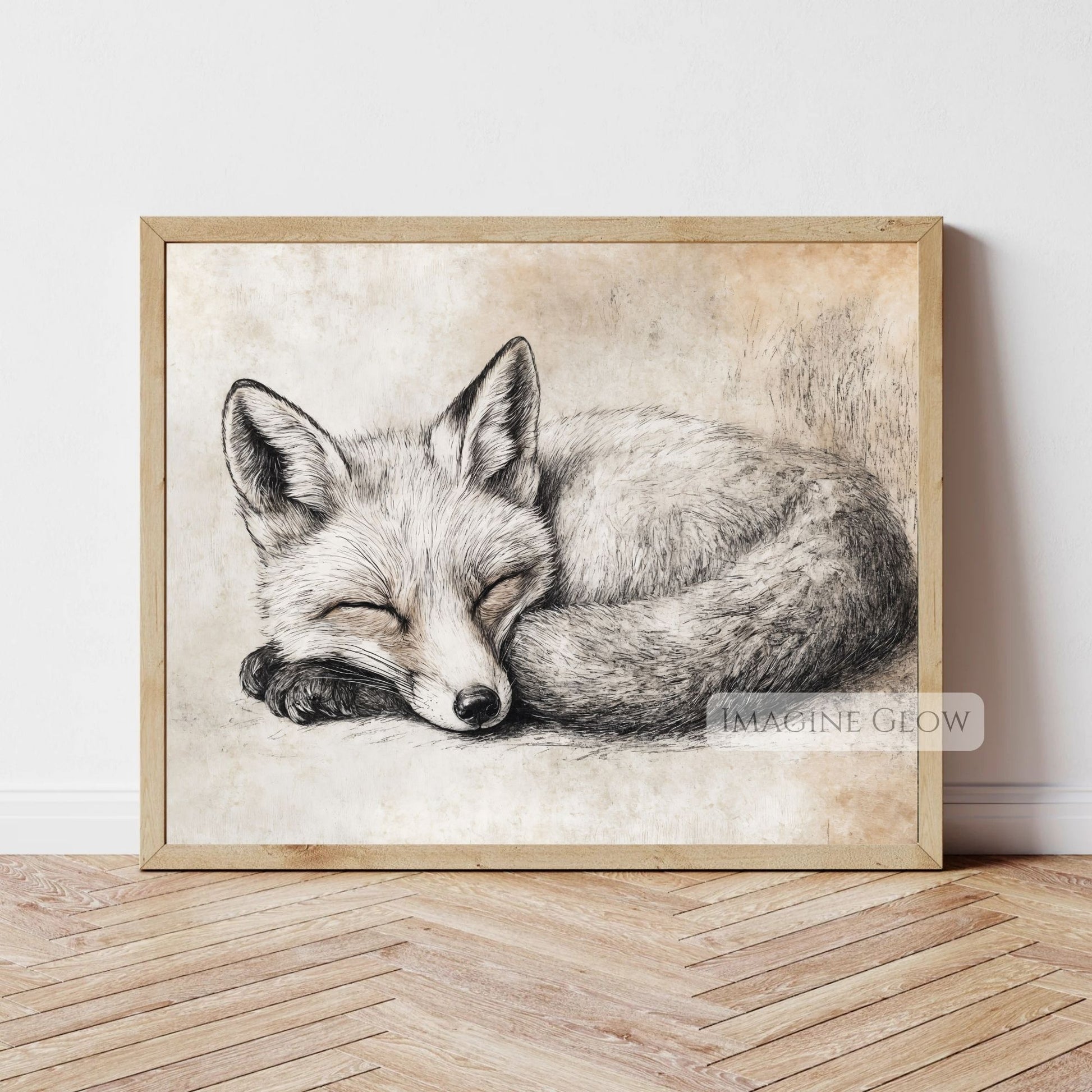 Hand-drawn fox illustration in classic sketch style.
