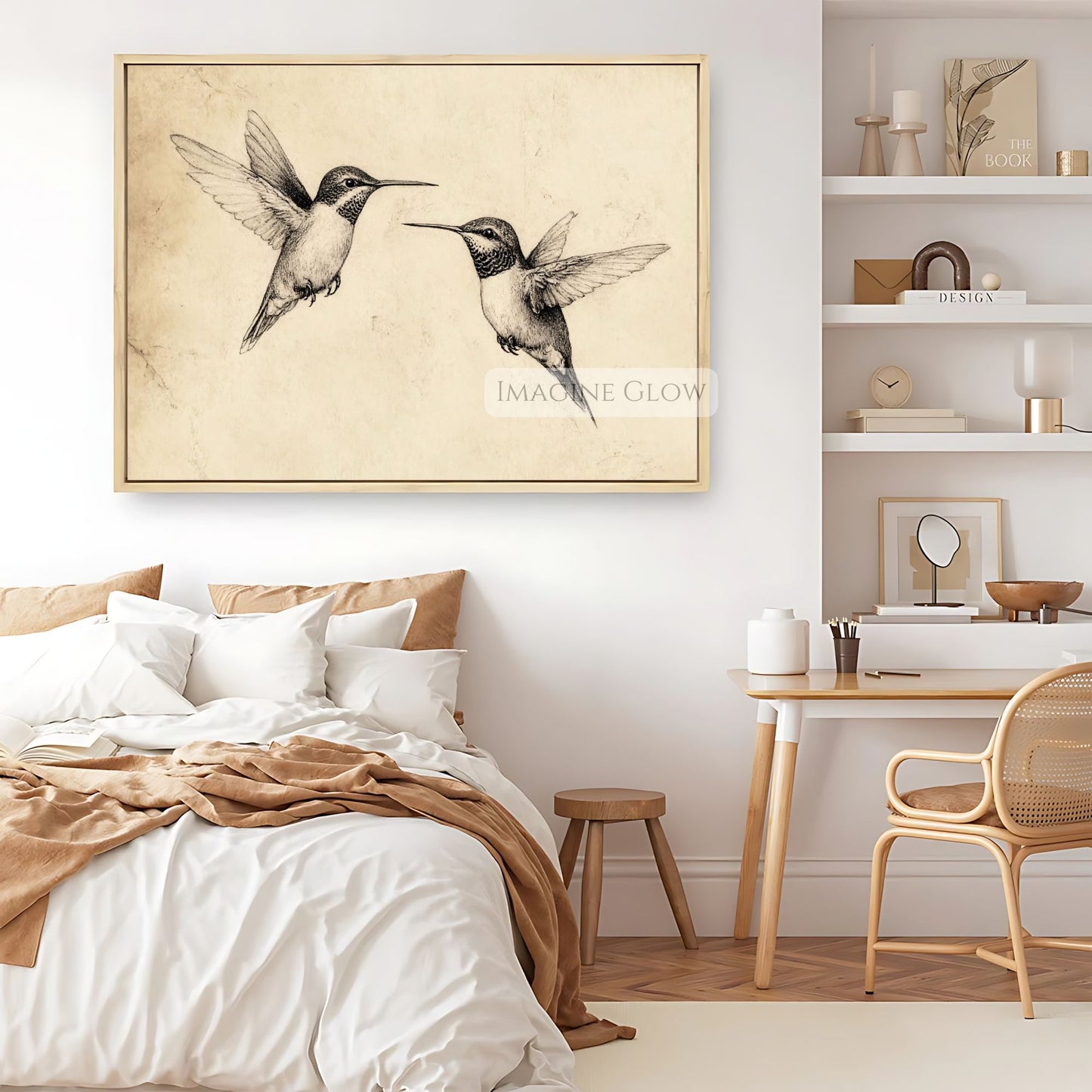 High-resolution hummingbird sketch for framing