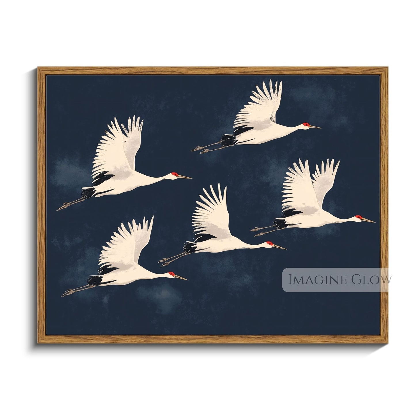 Japanese crane print featuring elegant flying birds.