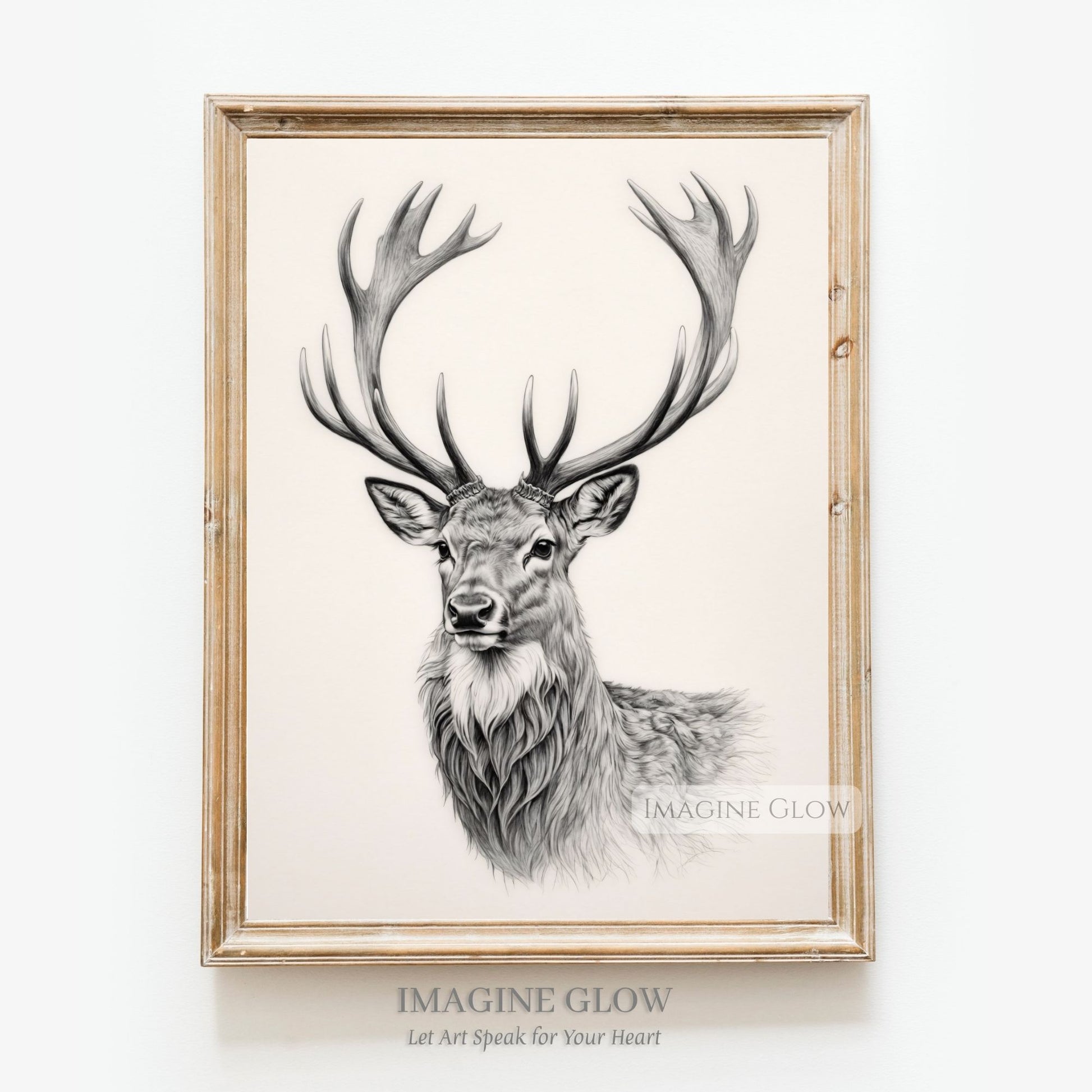 Classic stag head sketch in vintage style.