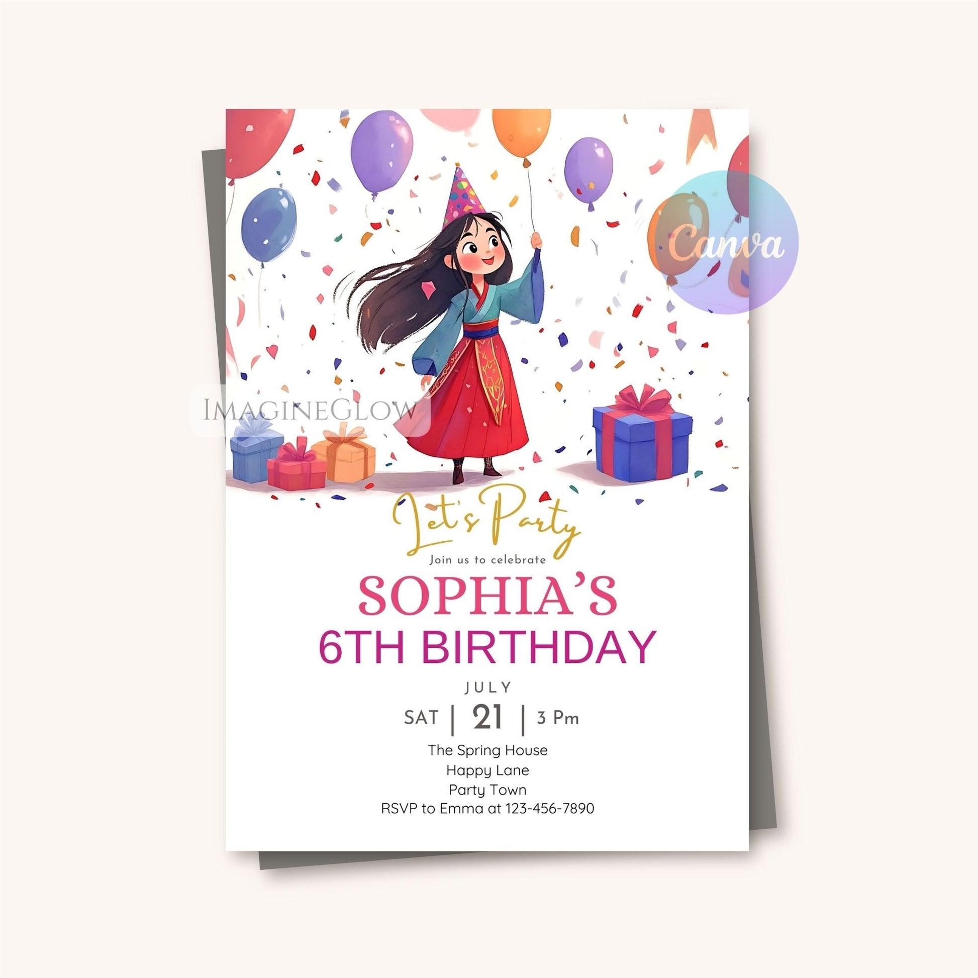 girl warrior birthday invite
