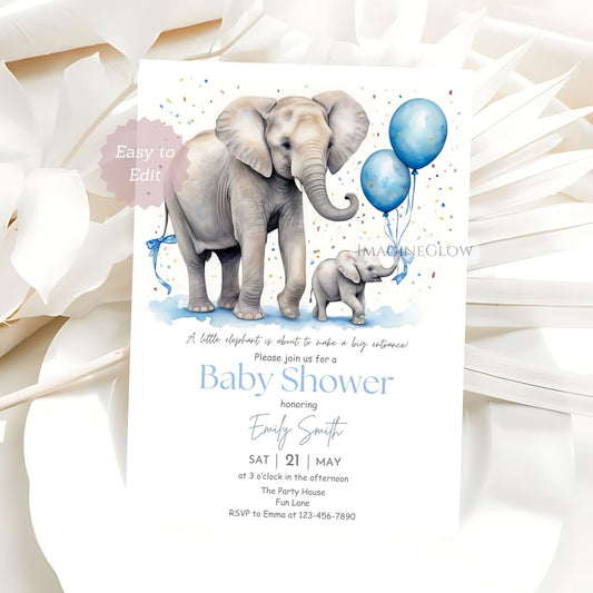 elephant baby shower invitation
mom and baby elephant baby shower