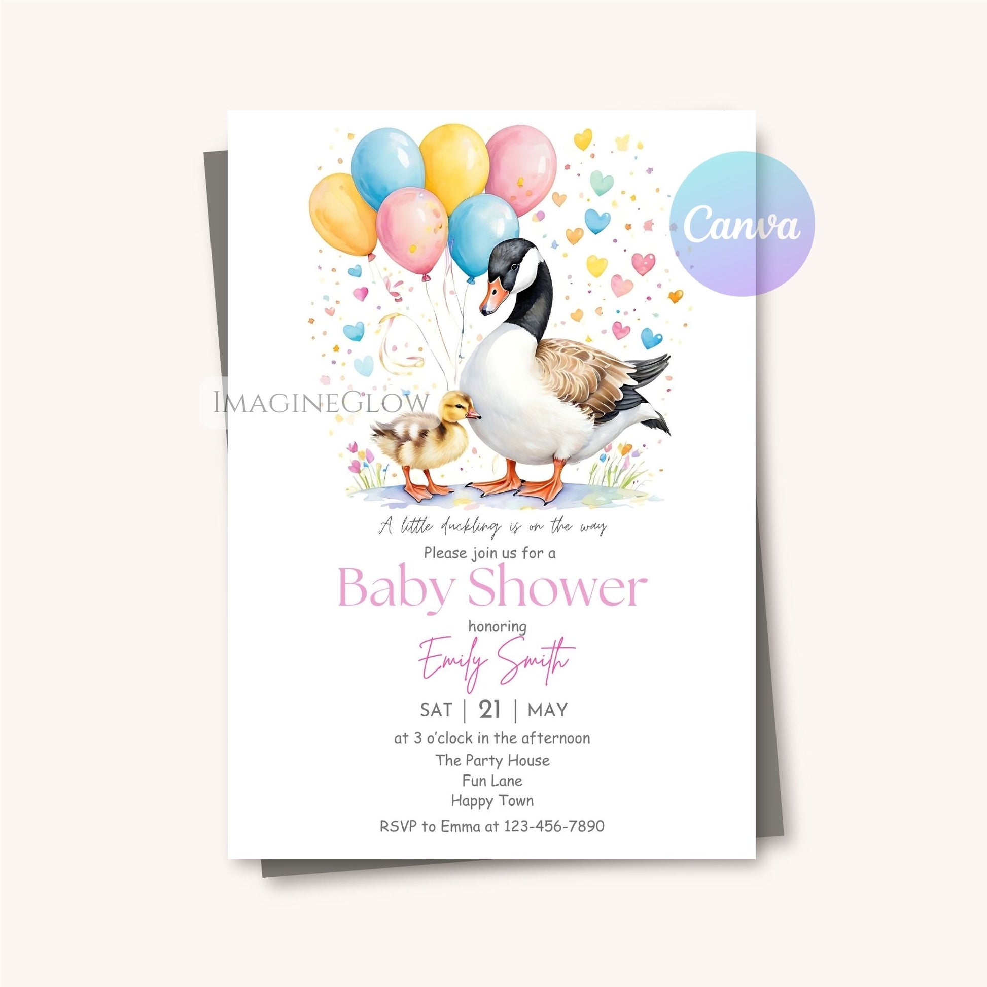 printable duck shower invitation