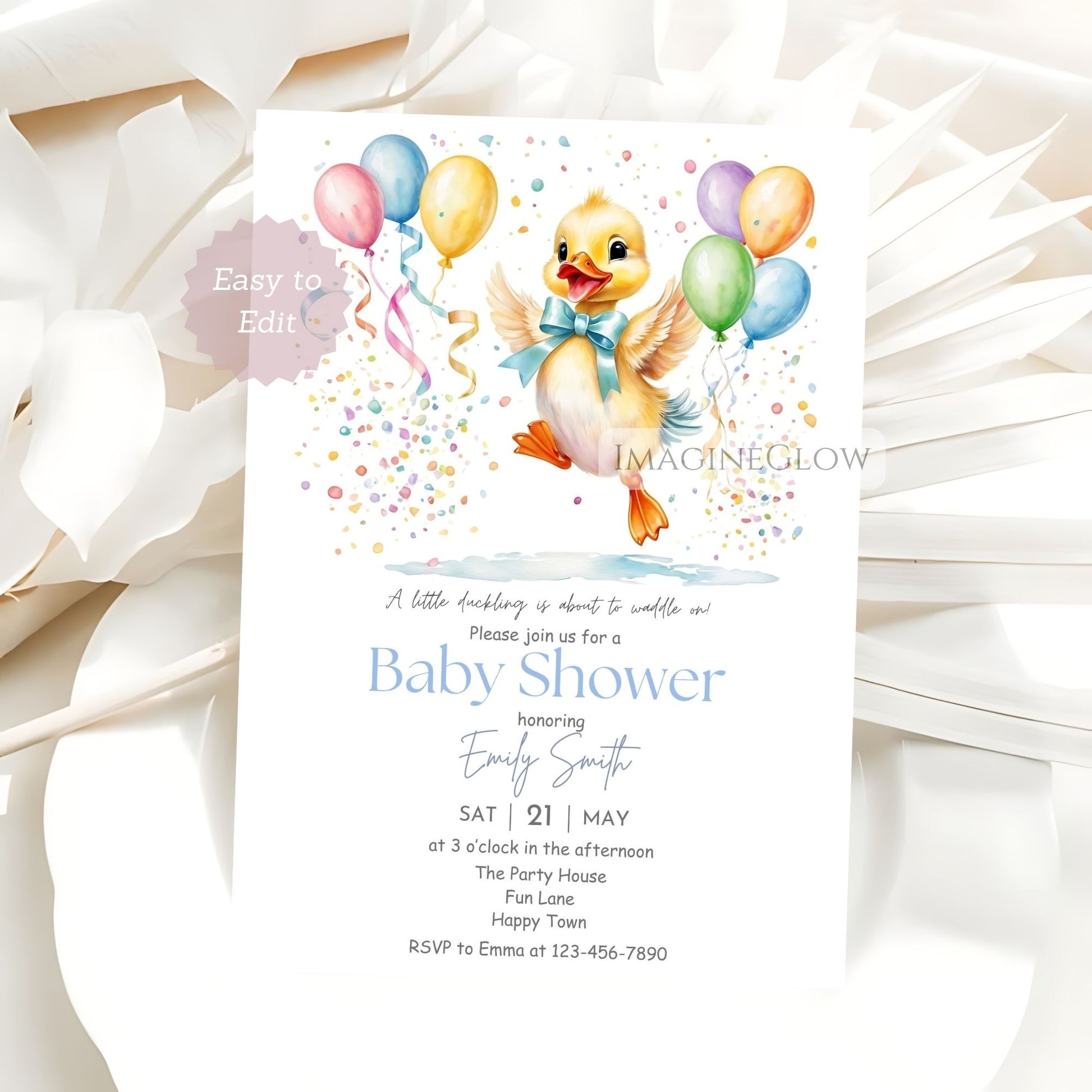editable duckling baby shower template