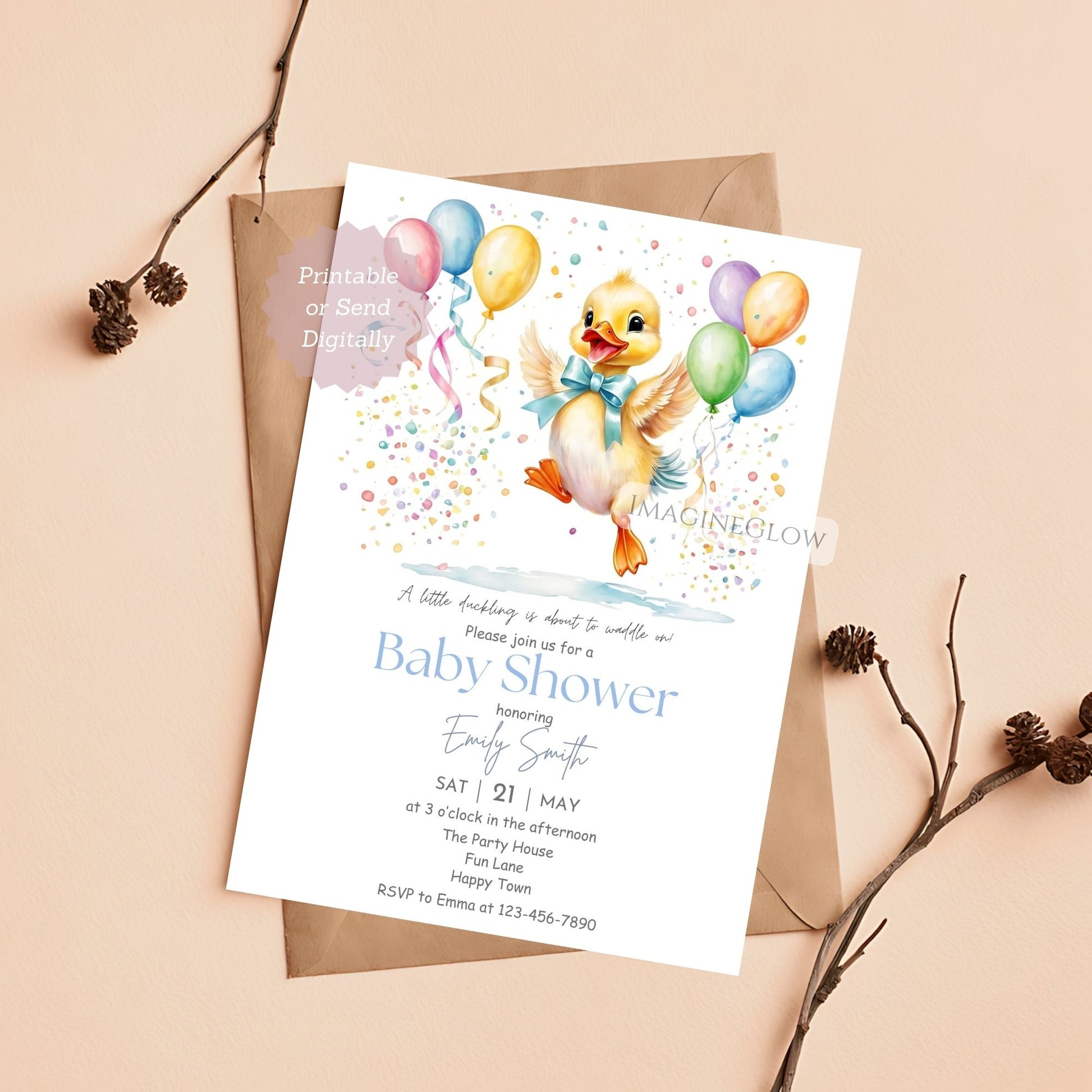 printable duckling baby shower invite