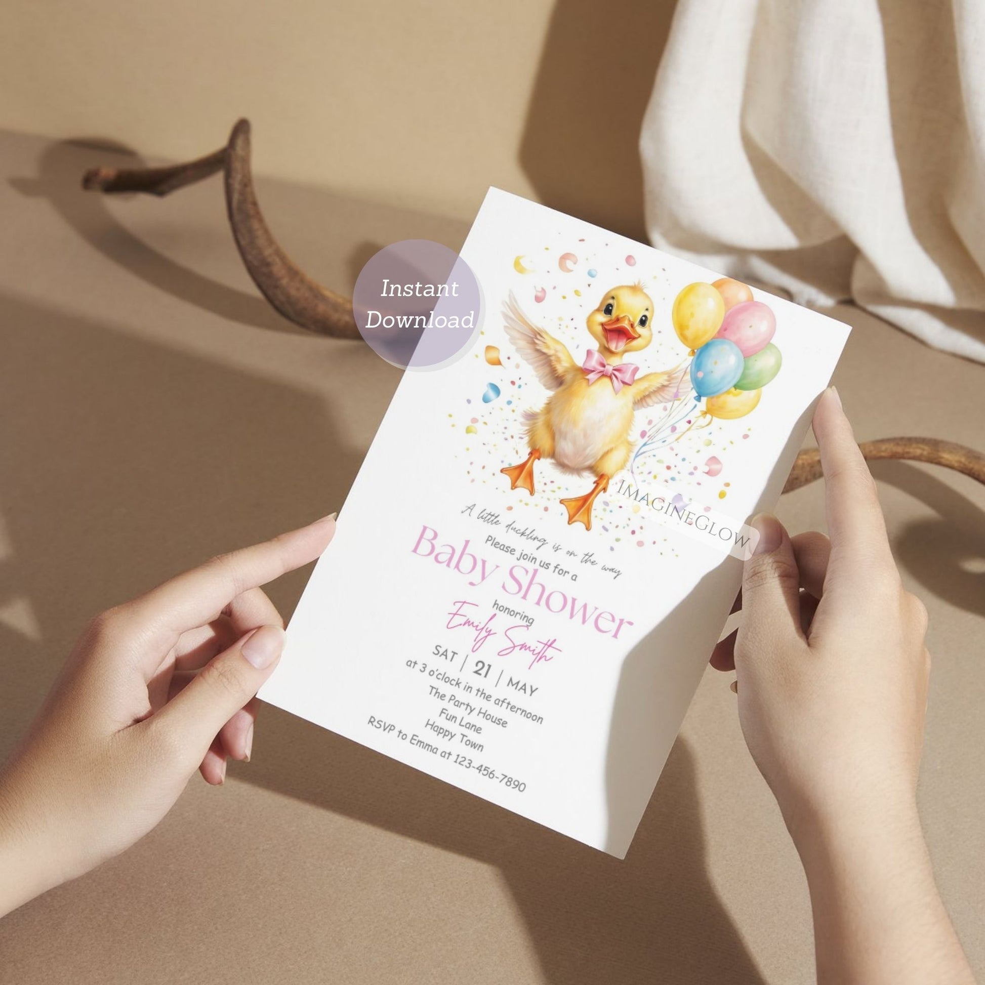 pastel duck baby shower invite girl