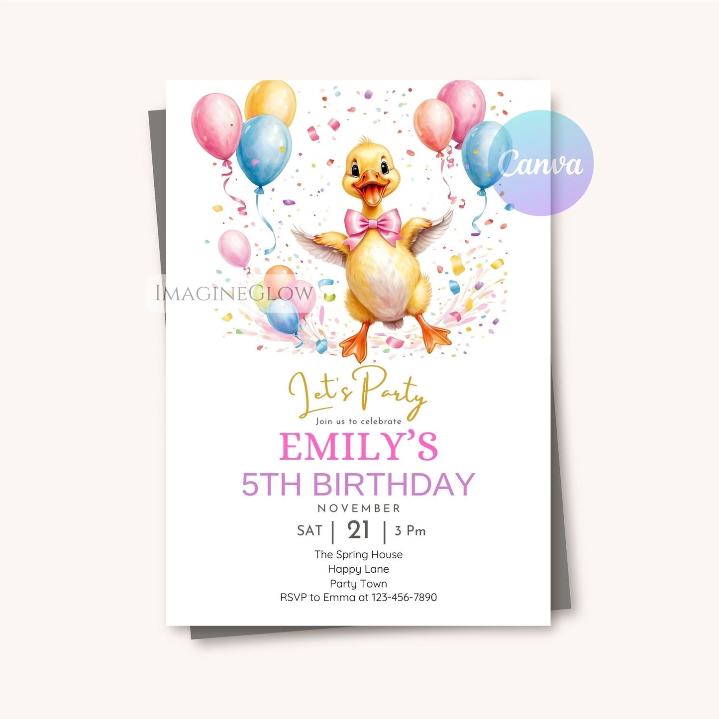 baby girl duck themed birthday invite
cute duckling girl birthday template