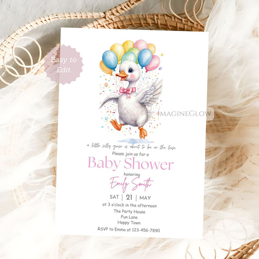 pink goose baby shower invitation
rustic farm baby girl shower invite