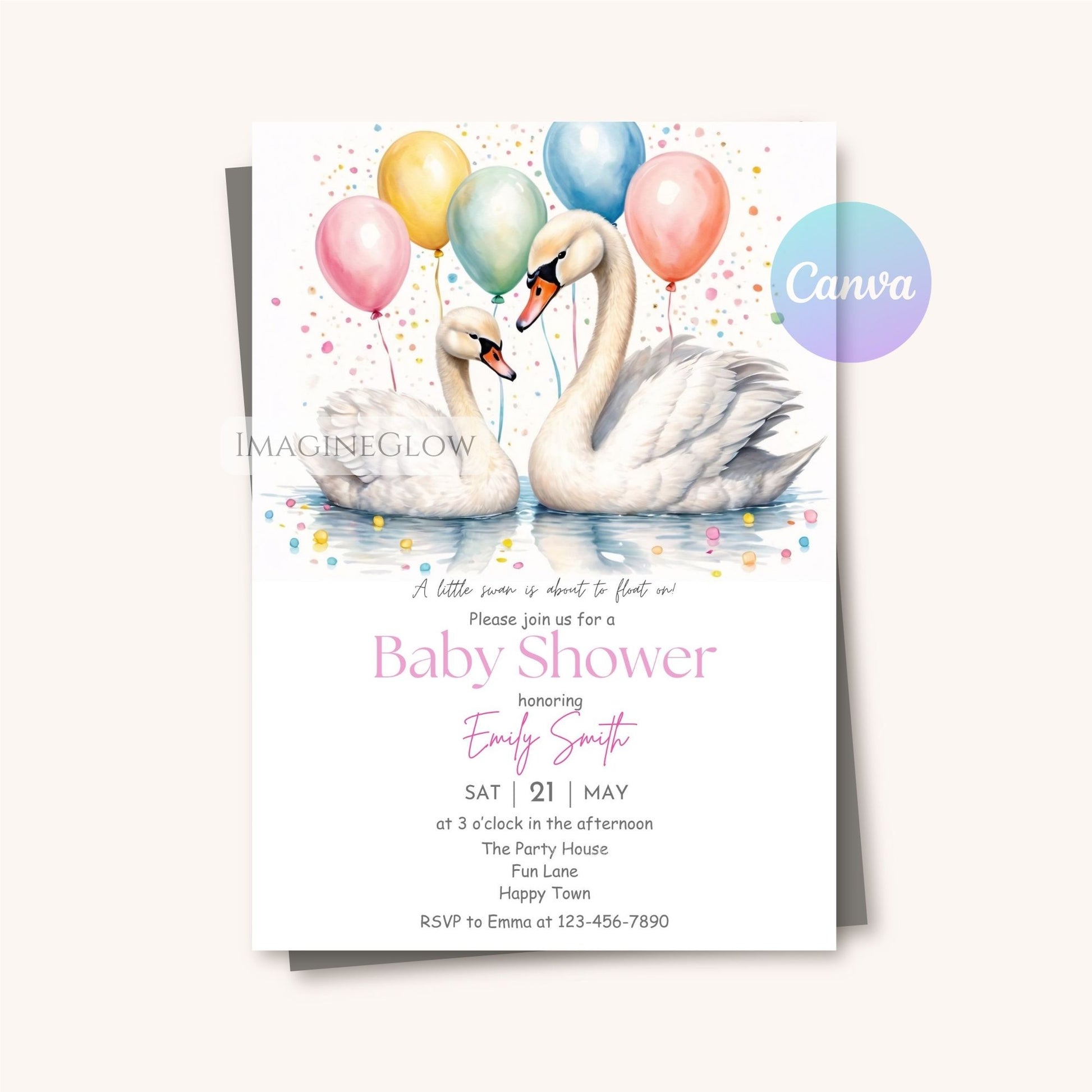 mother and baby swan baby shower design