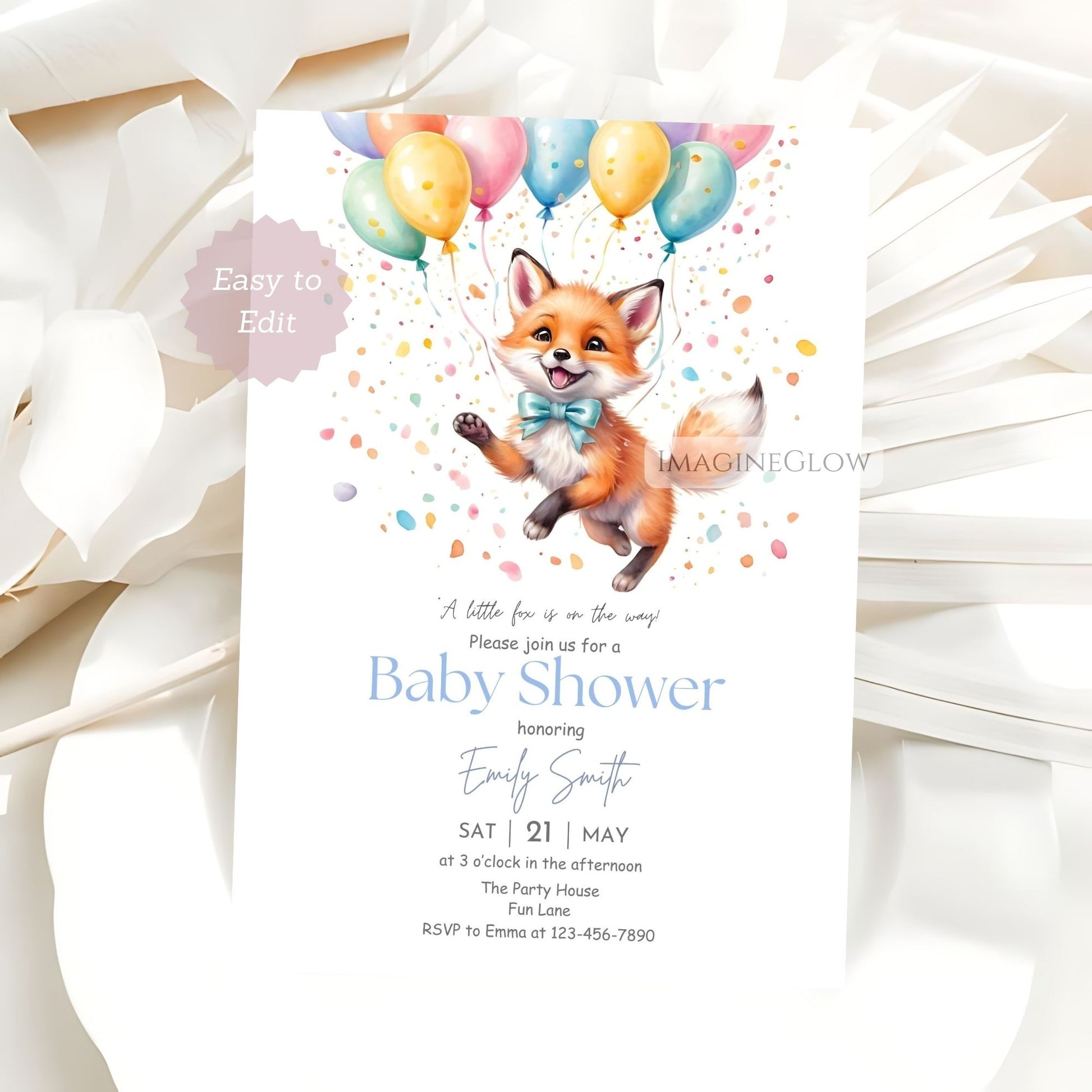 baby shower invite fox woodland theme
fox baby shower printable digital download