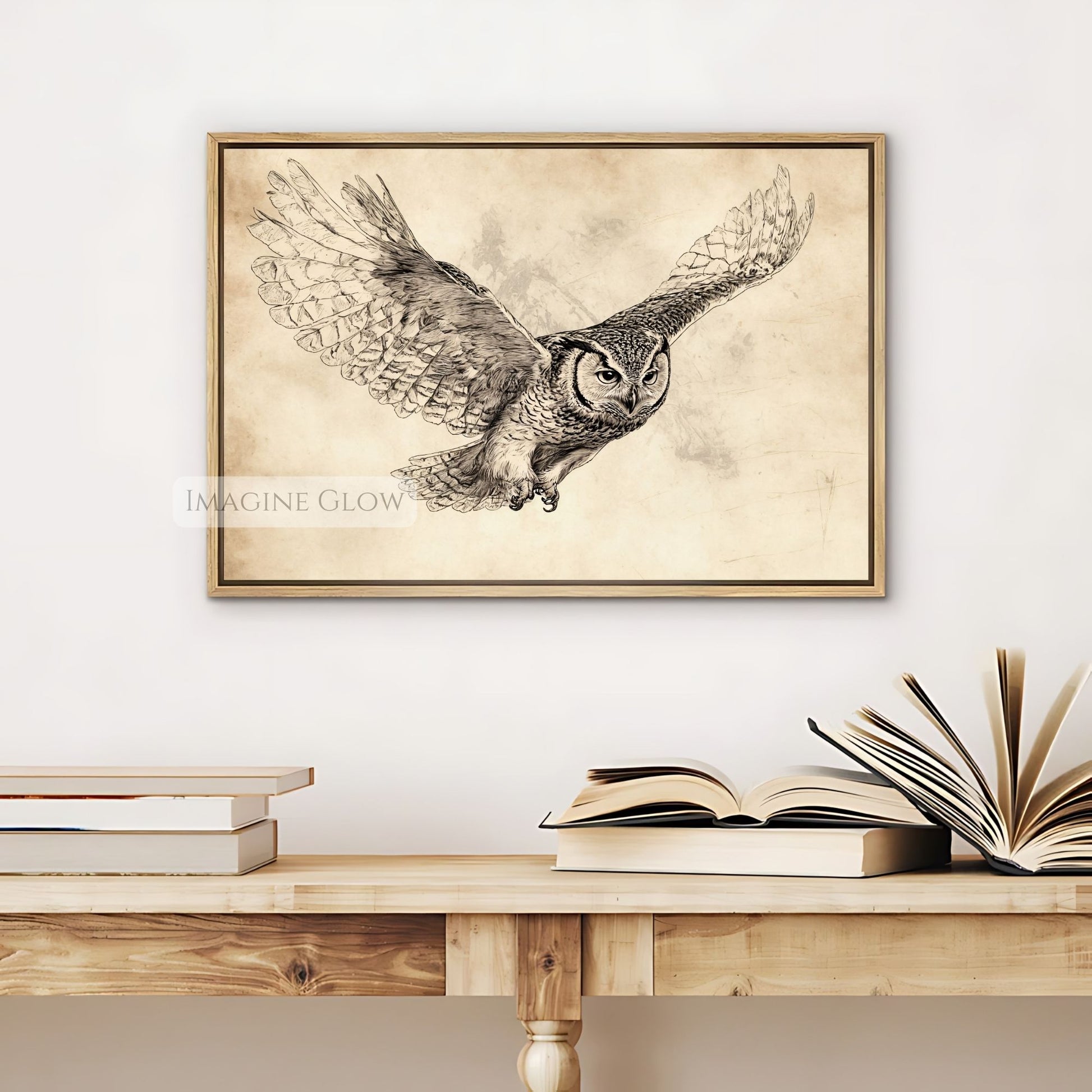 Black and white barn owl sketch art.