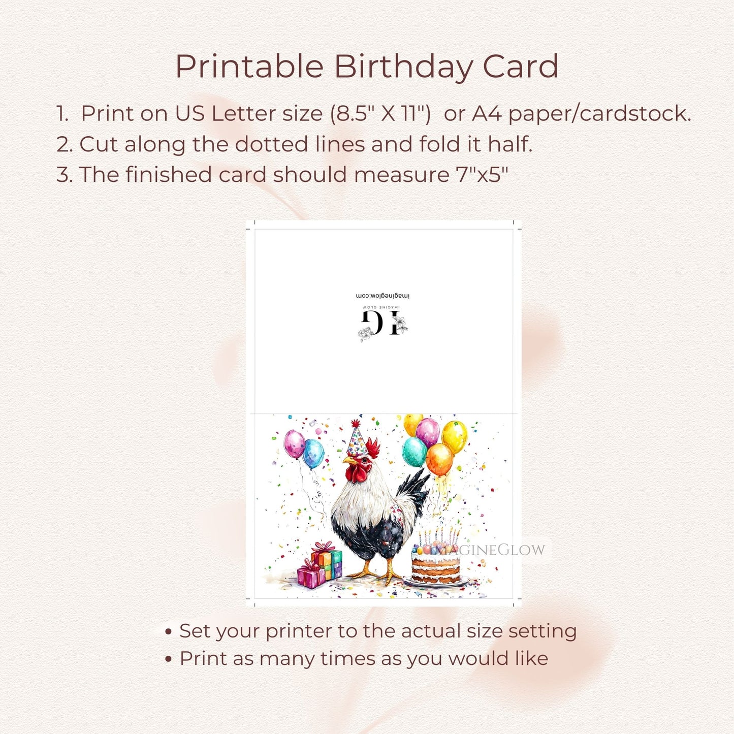chicken theme birthday card
rooster lover birthday card
illustrated rooster birthday card
adorable rooster printable card
barnyard birthday card
farm animal kids birthday card
cartoon rooster birthday card