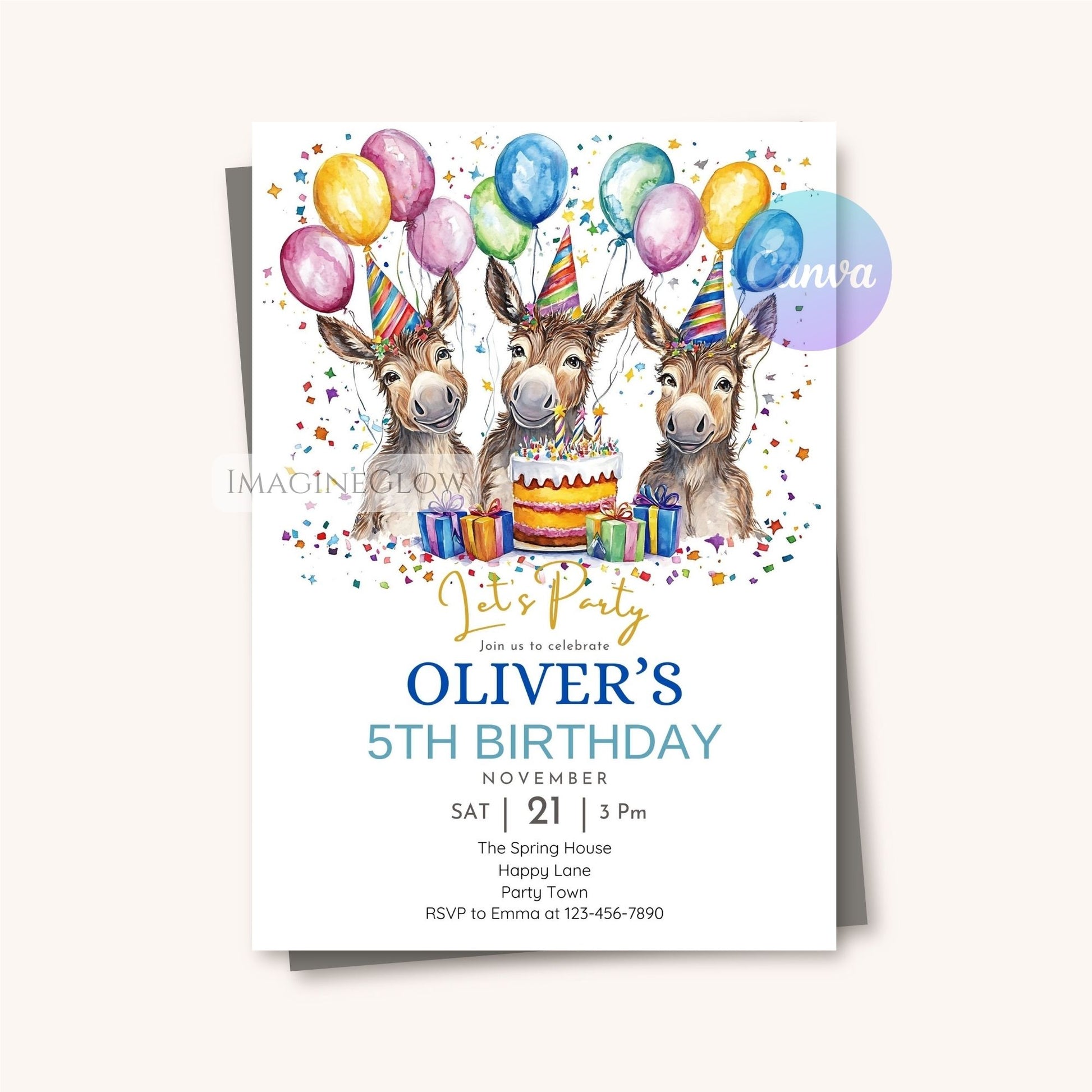 Barnyard-themed printable donkey invite