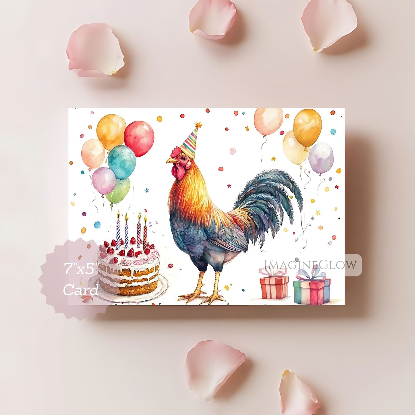 colorful rooster birthday card
barnyard rooster birthday card
whimsical rooster greeting card
charming rooster birthday card