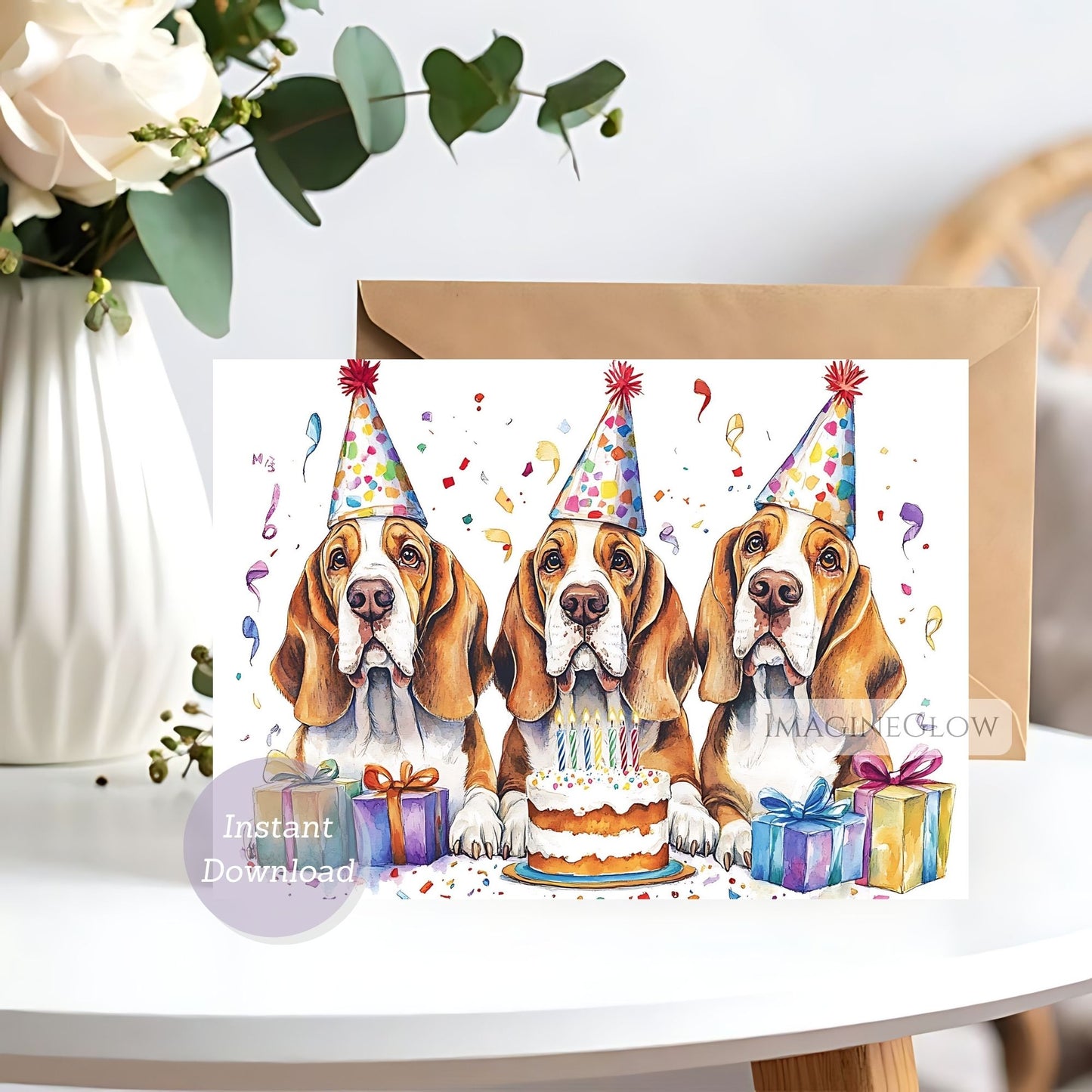 Basset Hound birthday card
printable Basset Hound card