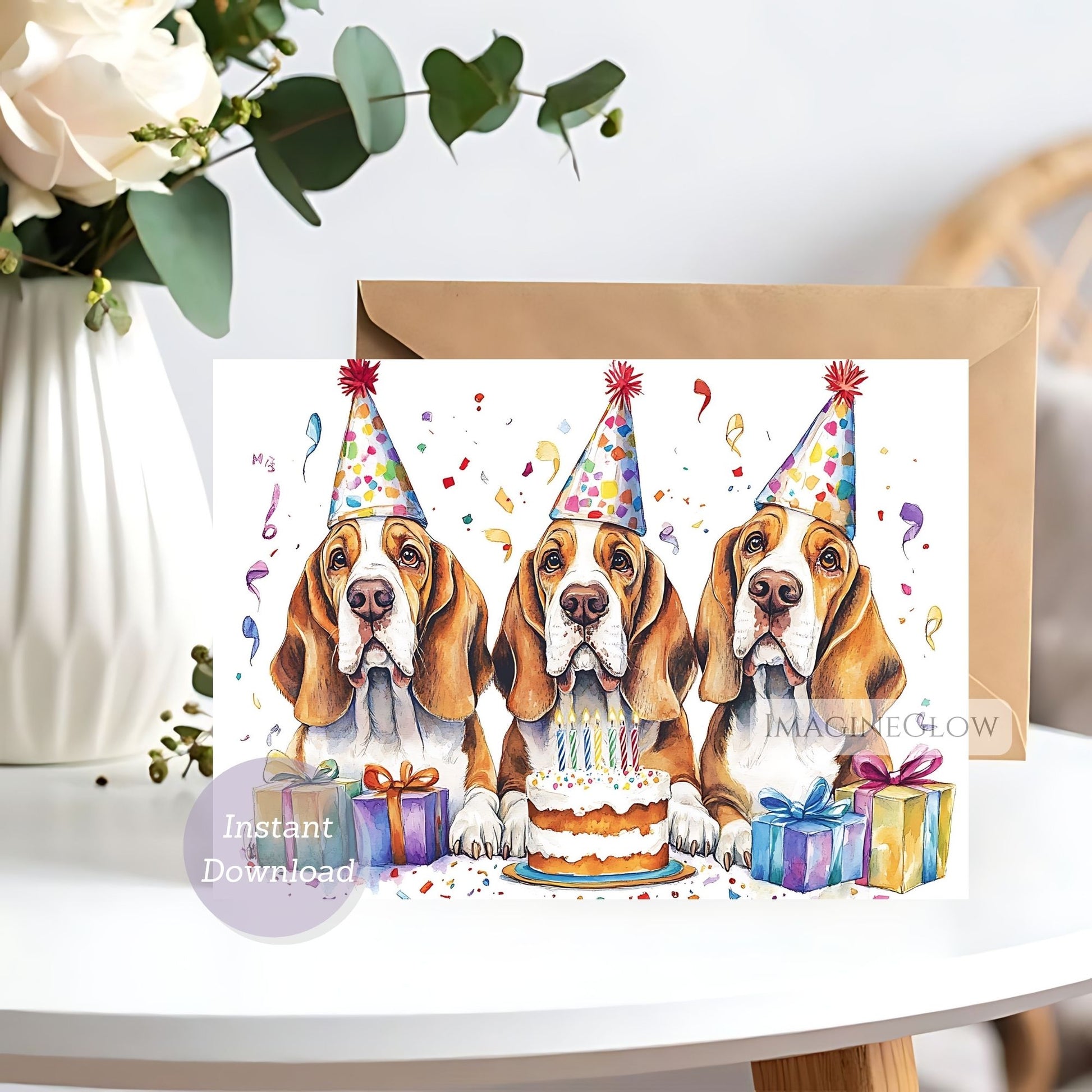 Basset Hound birthday card
printable Basset Hound card