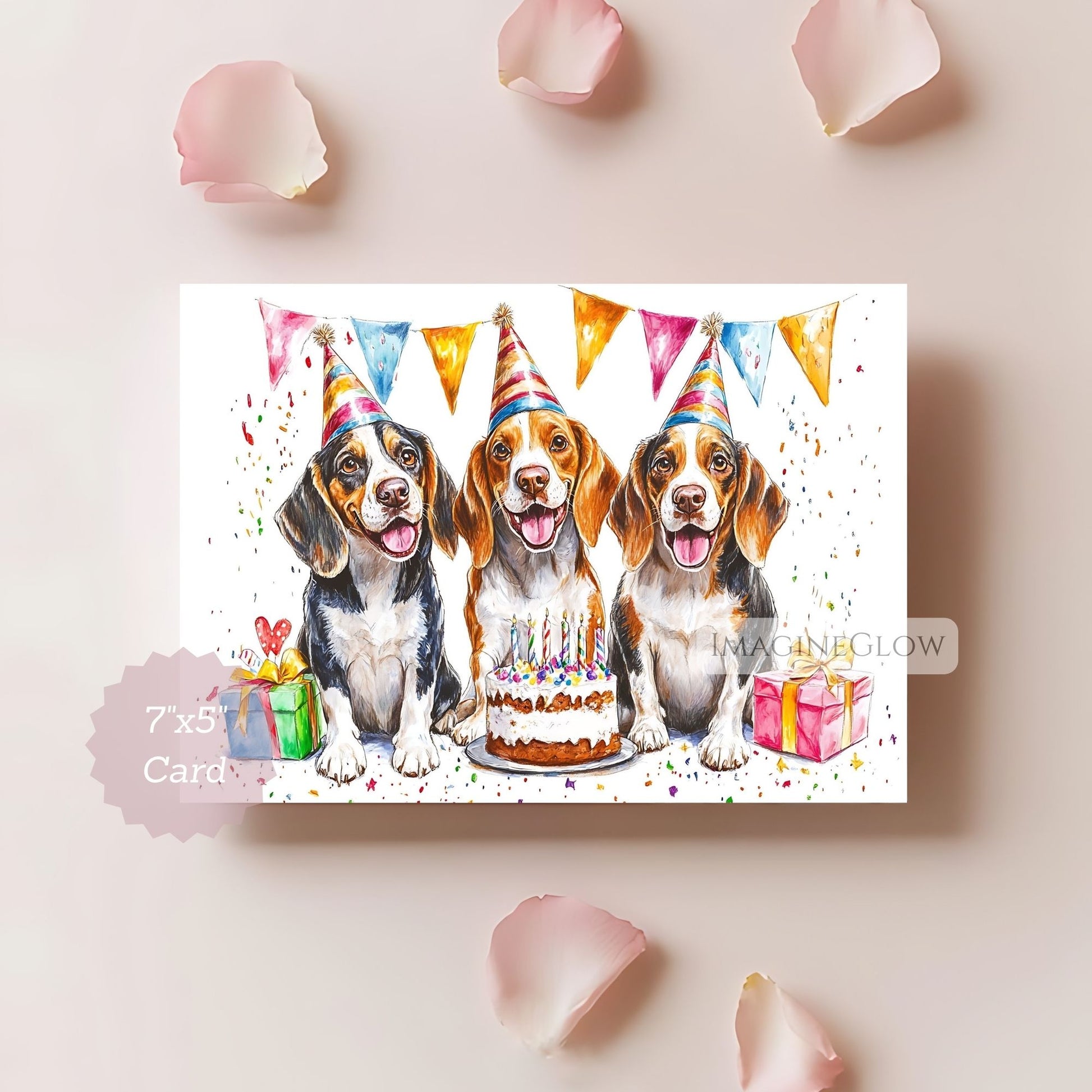 digital Beagle greeting card
cute Beagle puppy card