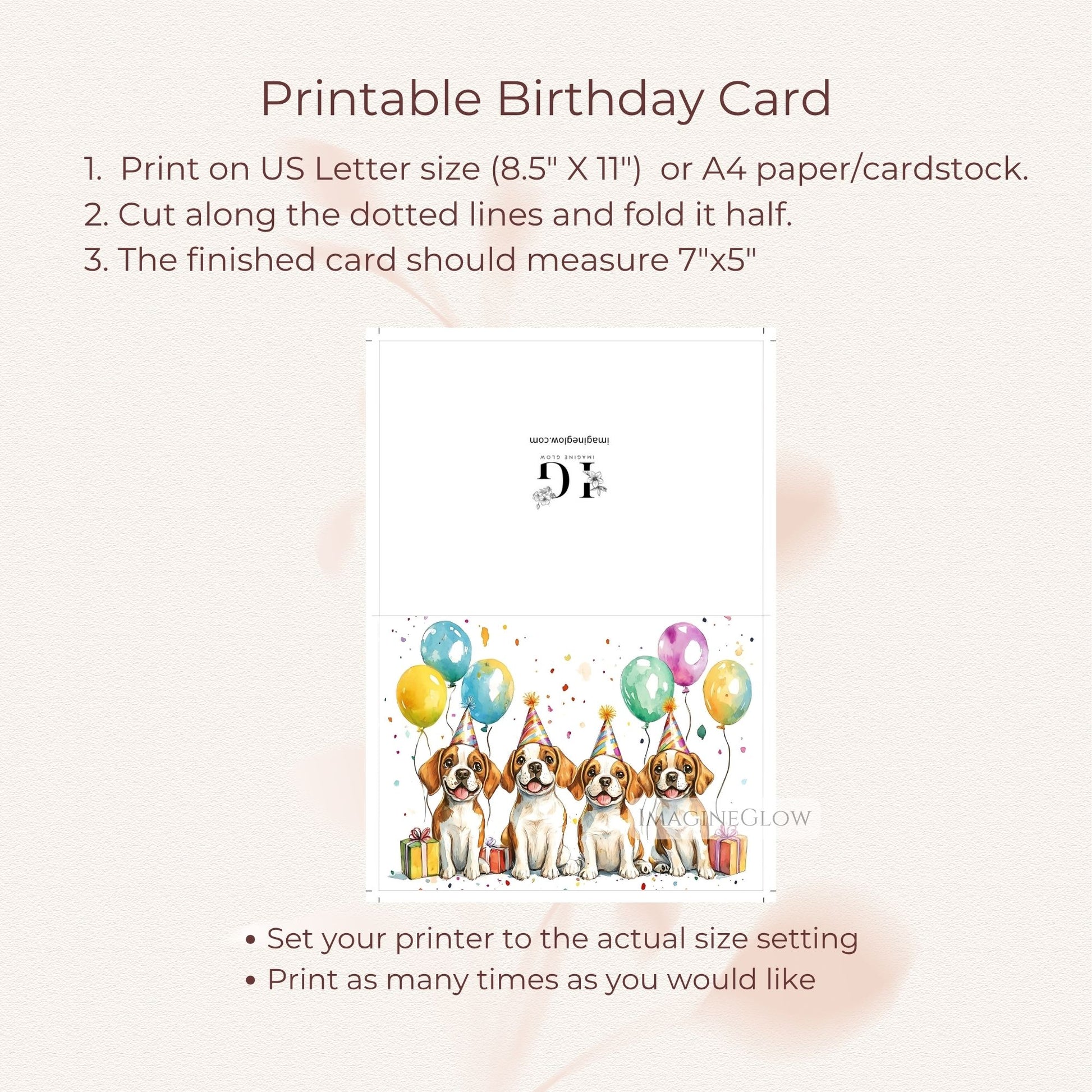 birthday card for Beagle fans
Beagle dog birthday card printable