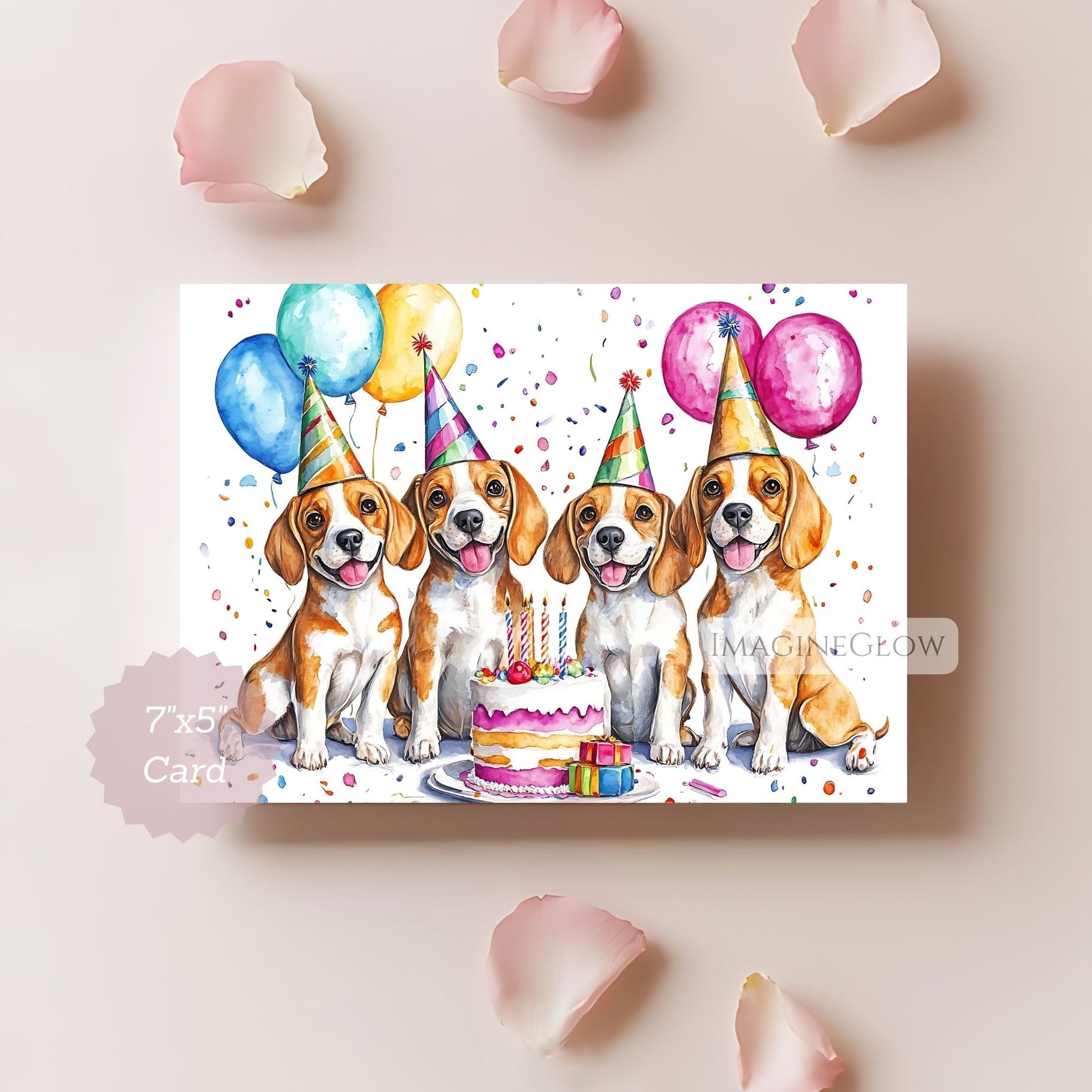 digital Beagle greeting card
cute Beagle puppy card