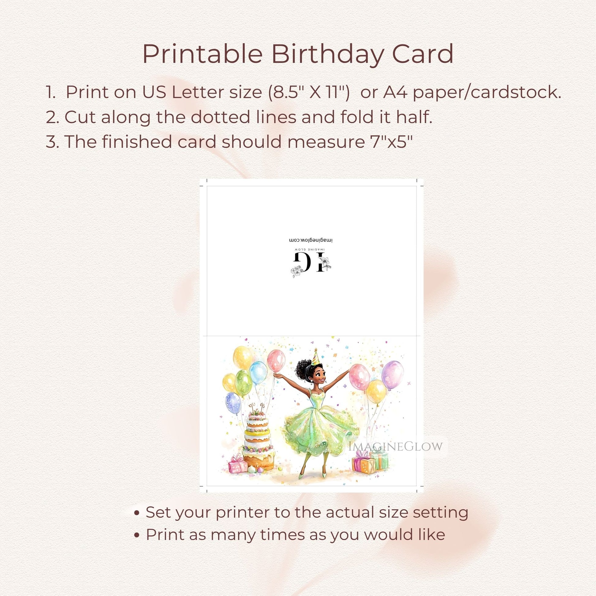 princess themed birthday printable
magical fairytale birthday card