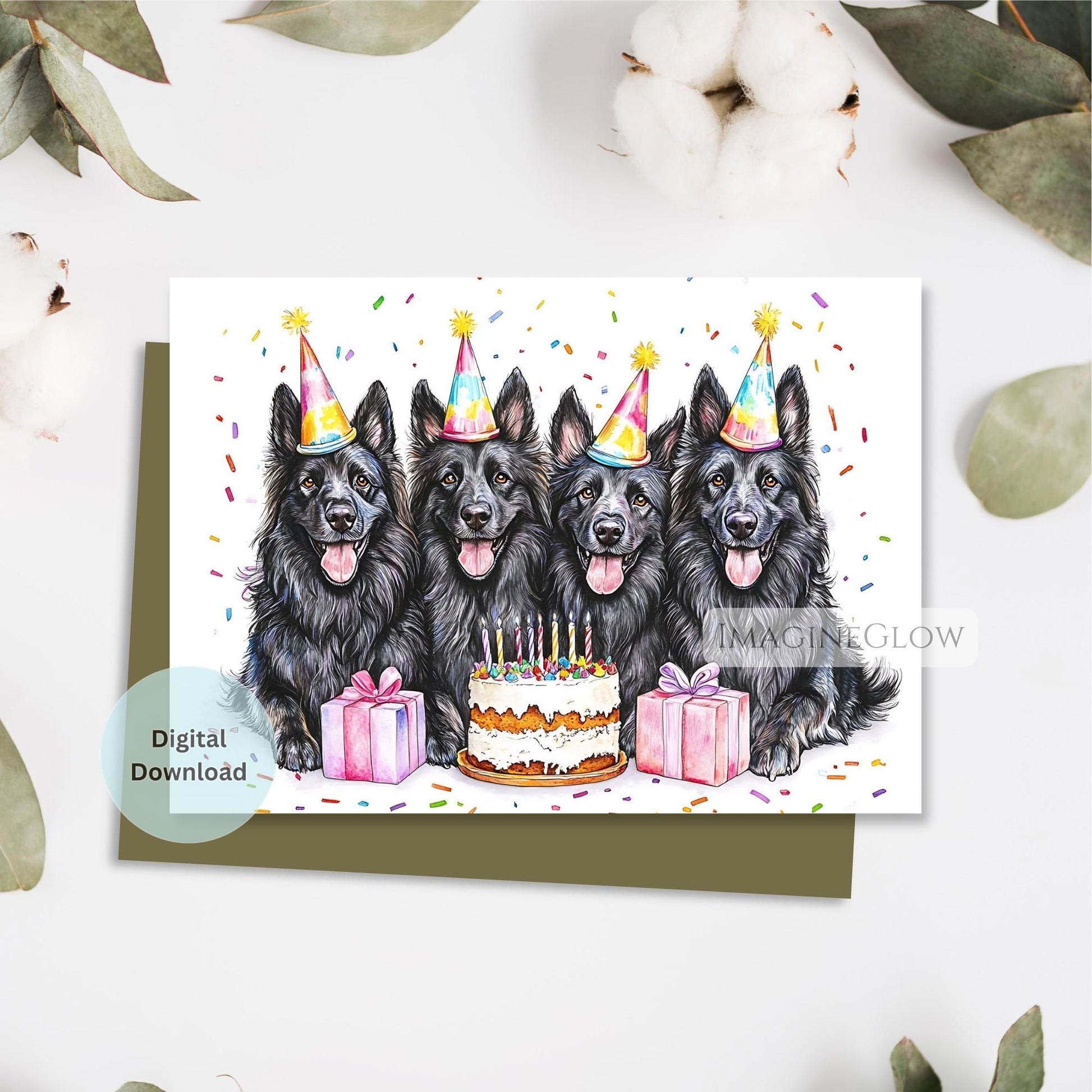 black belgian shepherd birthday card
cute belgian sheepdog dog birthday greeting