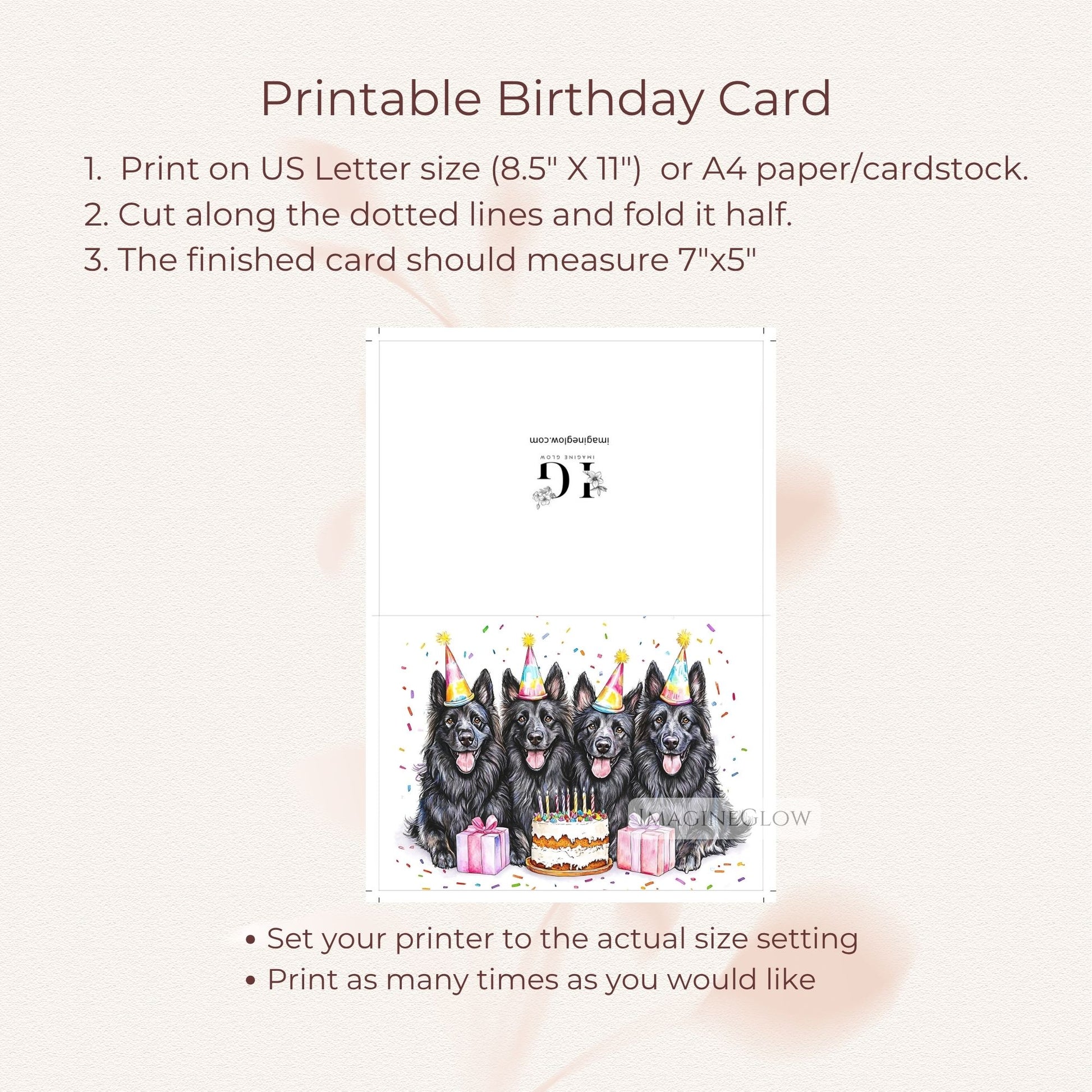 belgian sheepdog card for dog lovers
elegant dog breed birthday card printable