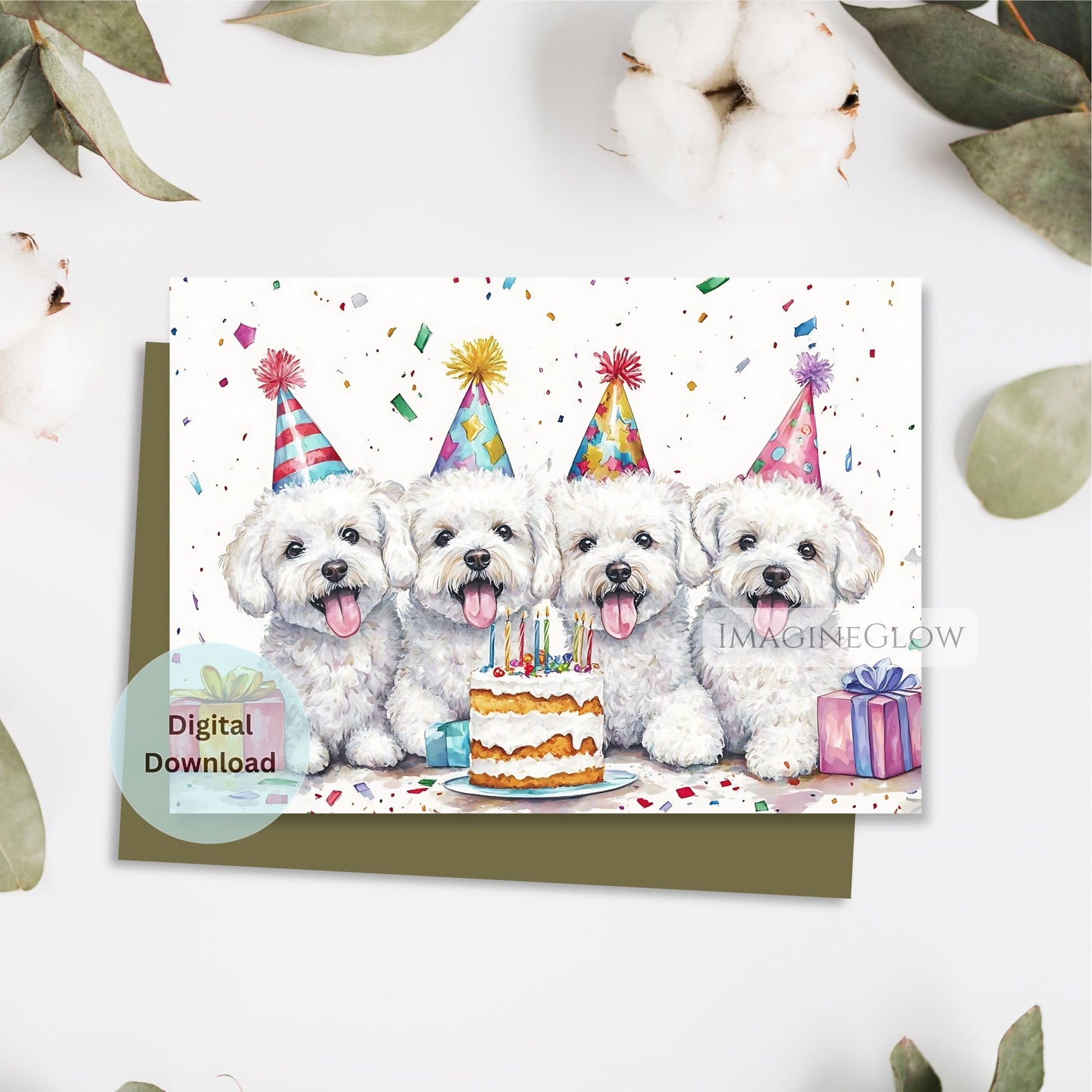 bichon frise dog lover birthday card
white fluffy dog birthday card
bichon dog printable greeting