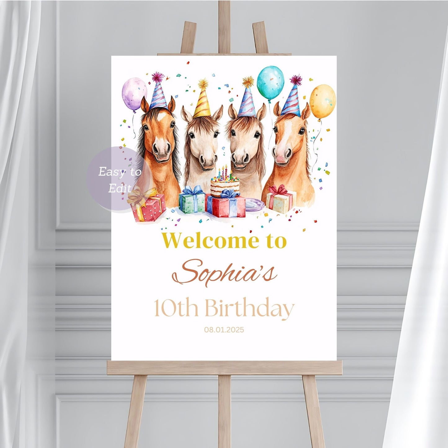 Horse party decor welcome sign