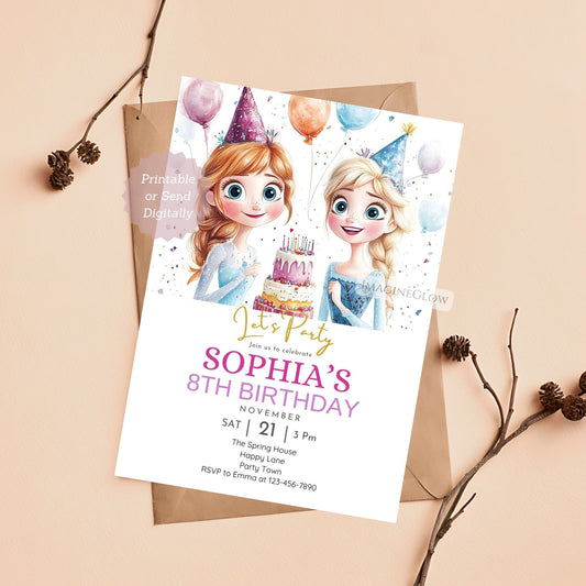 Editable Frozen birthday invitation