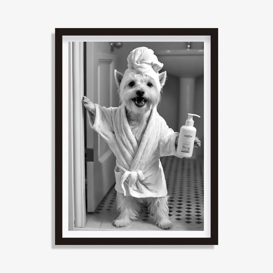Black and white wall art West Highland White Terrier bathroom wall art decor