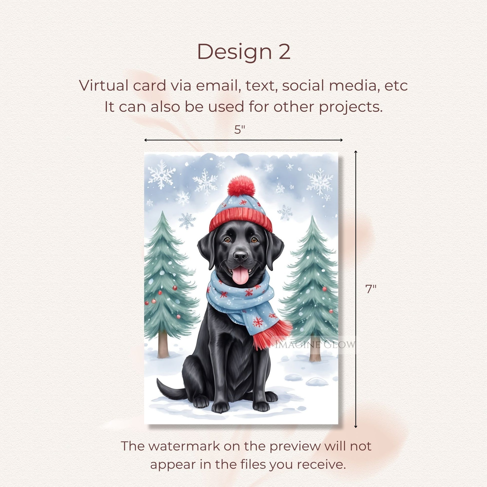 christmas card with black lab dog design