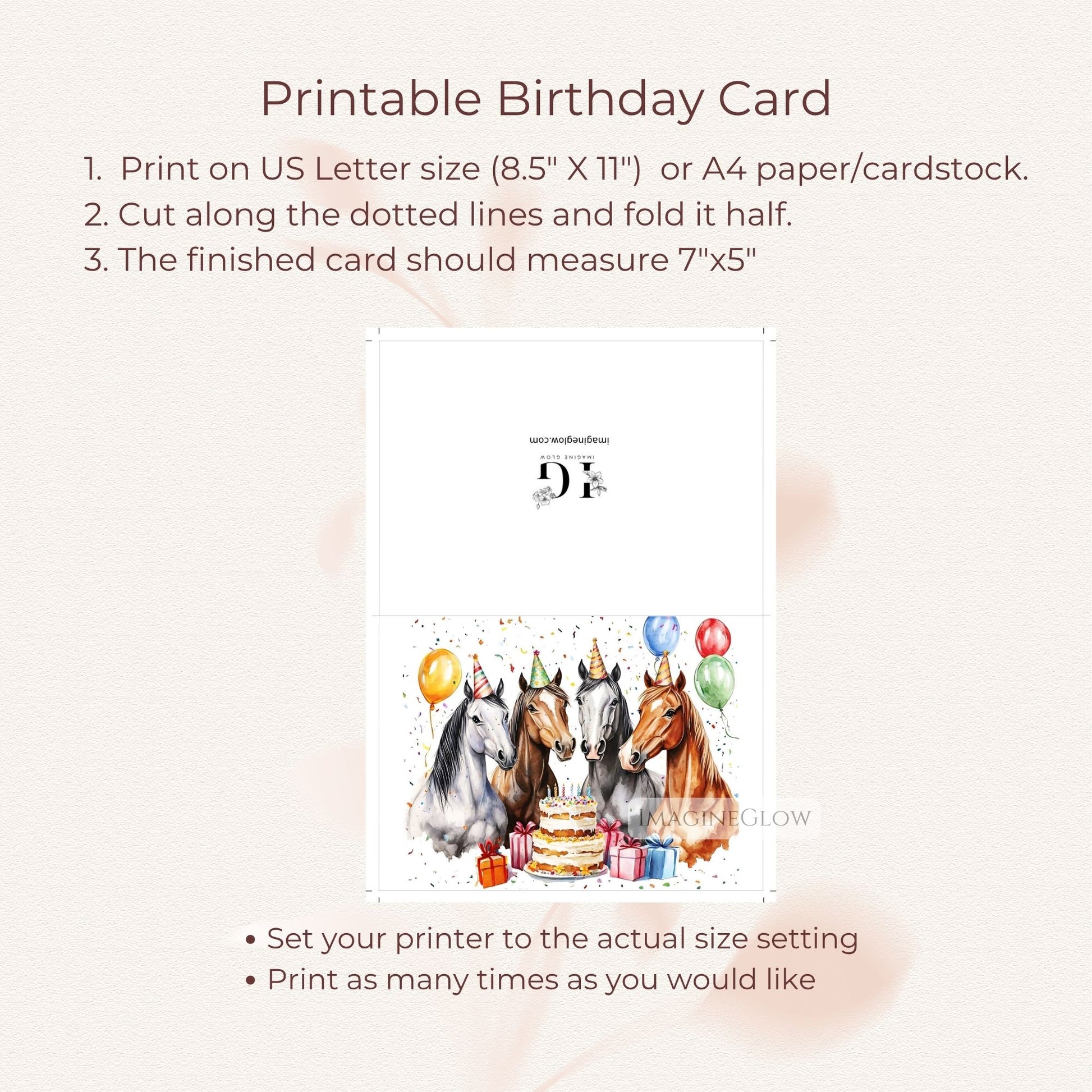 digital download horse card
birthday card for horse fans
rustic horse illustration card
blank inside horse birthday card
unique horse themed card