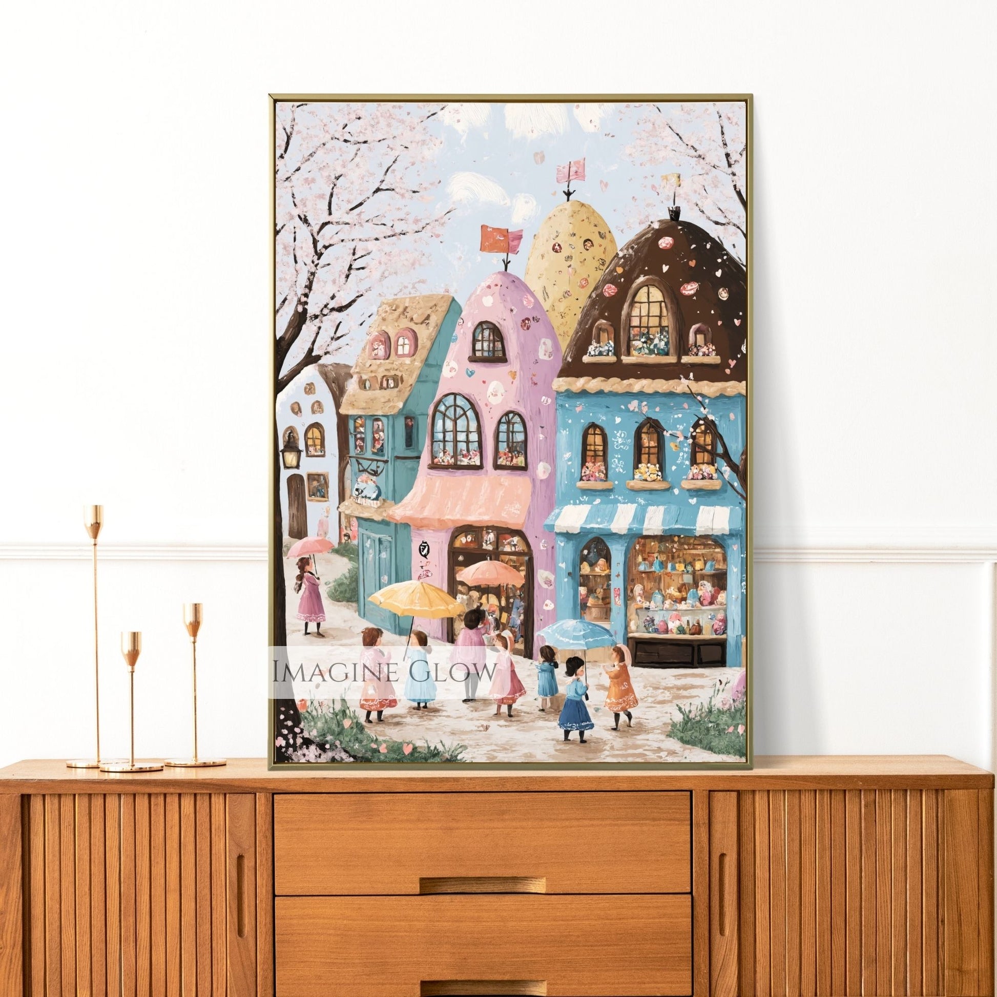 Storybook-style Easter town with a cozy, festive feel