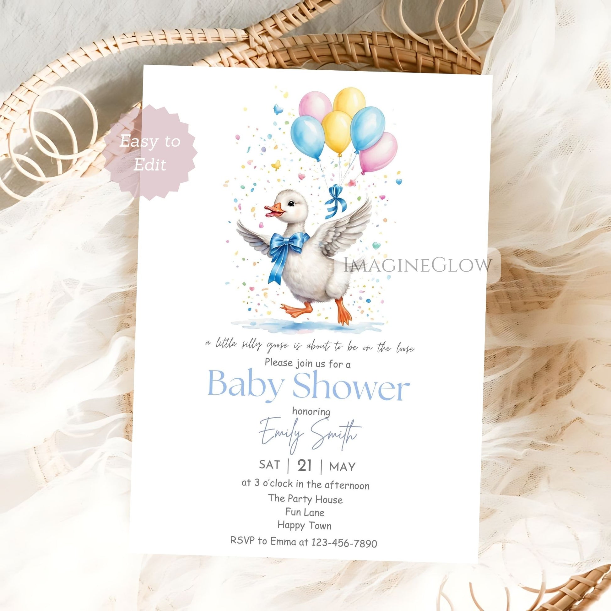 editable rustic countryside baby shower invitation