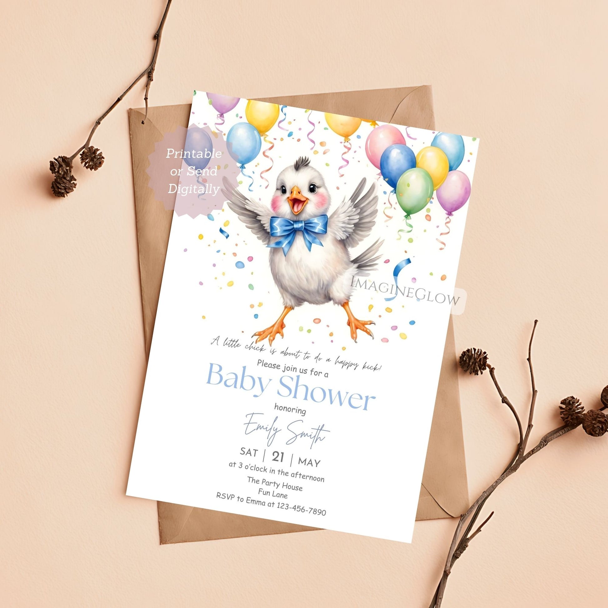 spring chick baby boy invitation
cute chick baby shower template boy