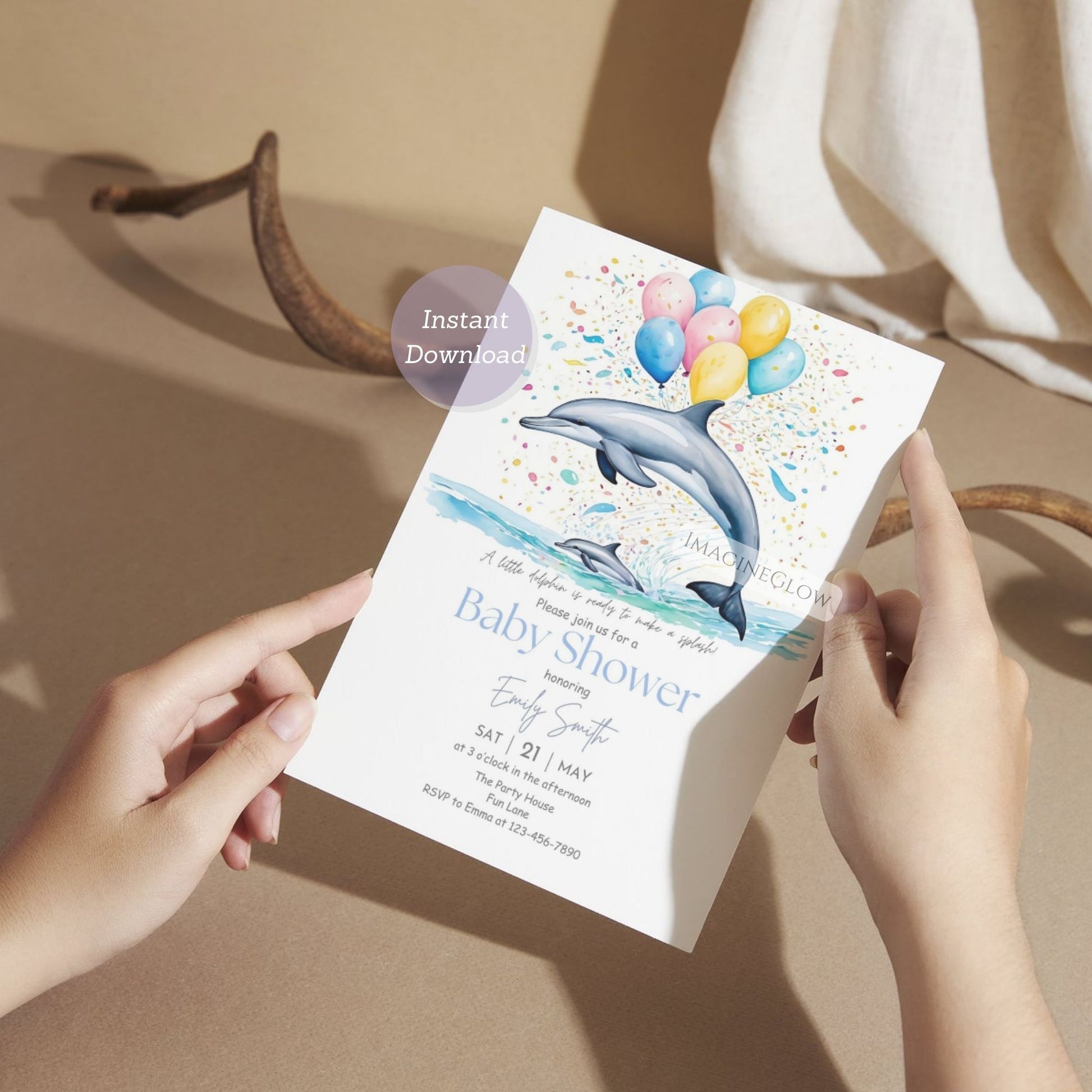 gender neutral dolphin baby invite