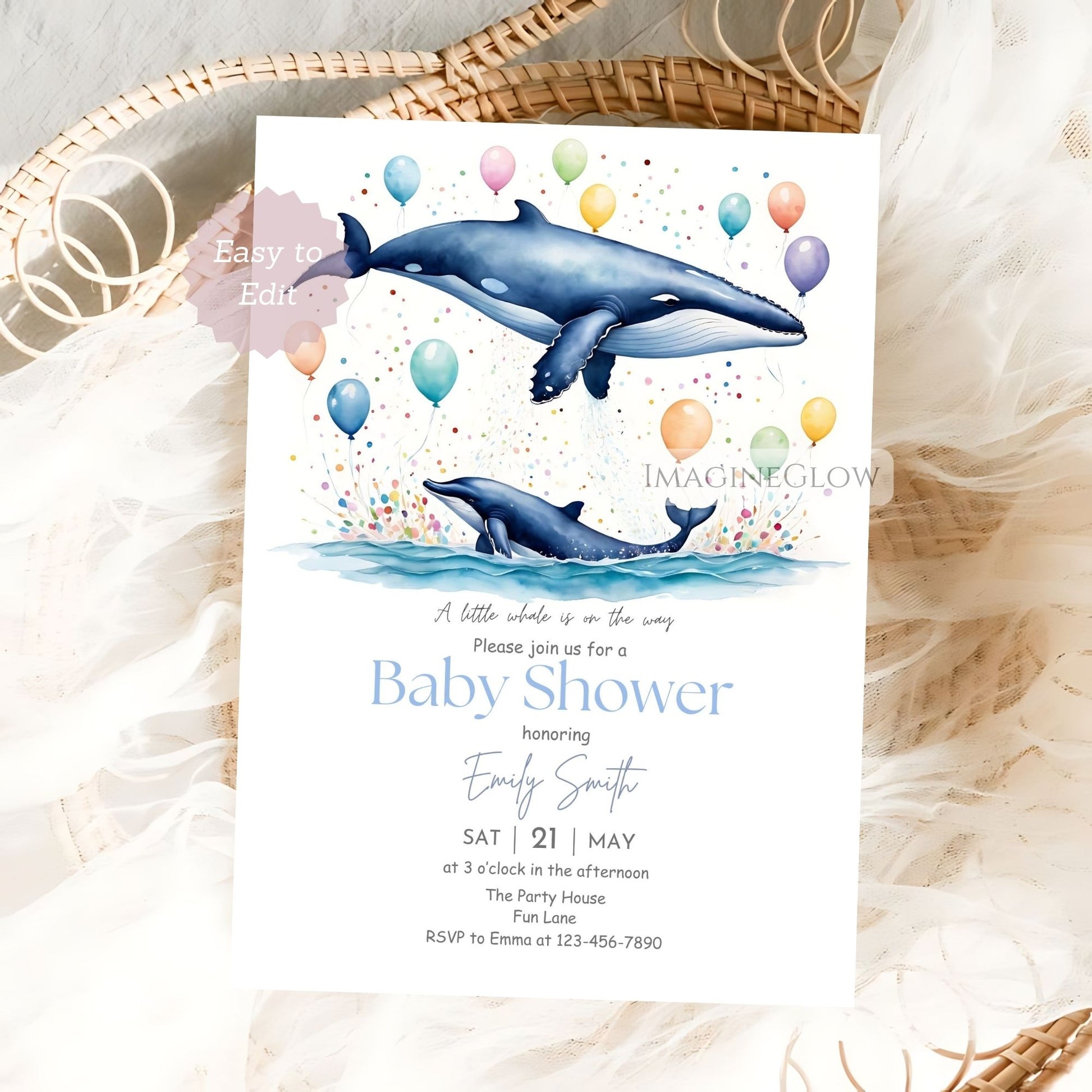 whale baby shower invitation
nautical baby shower invite