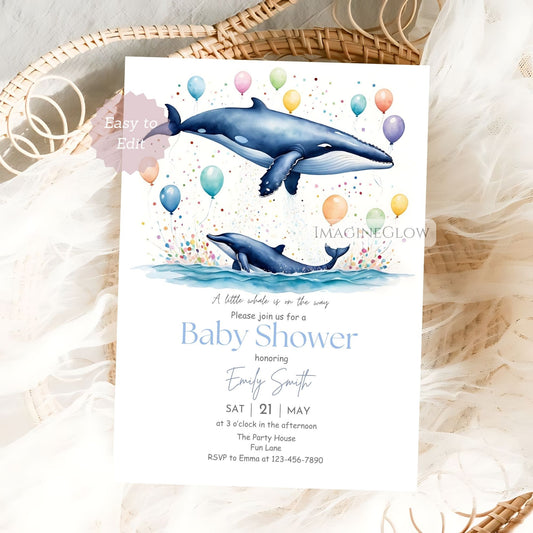 whale baby shower invitation
nautical baby shower invite