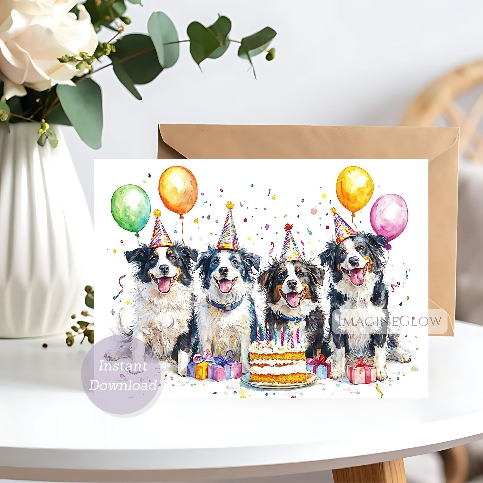 printable Border Collie dog card
digital Border Collie greeting card