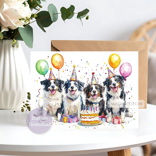 printable Border Collie dog card
digital Border Collie greeting card