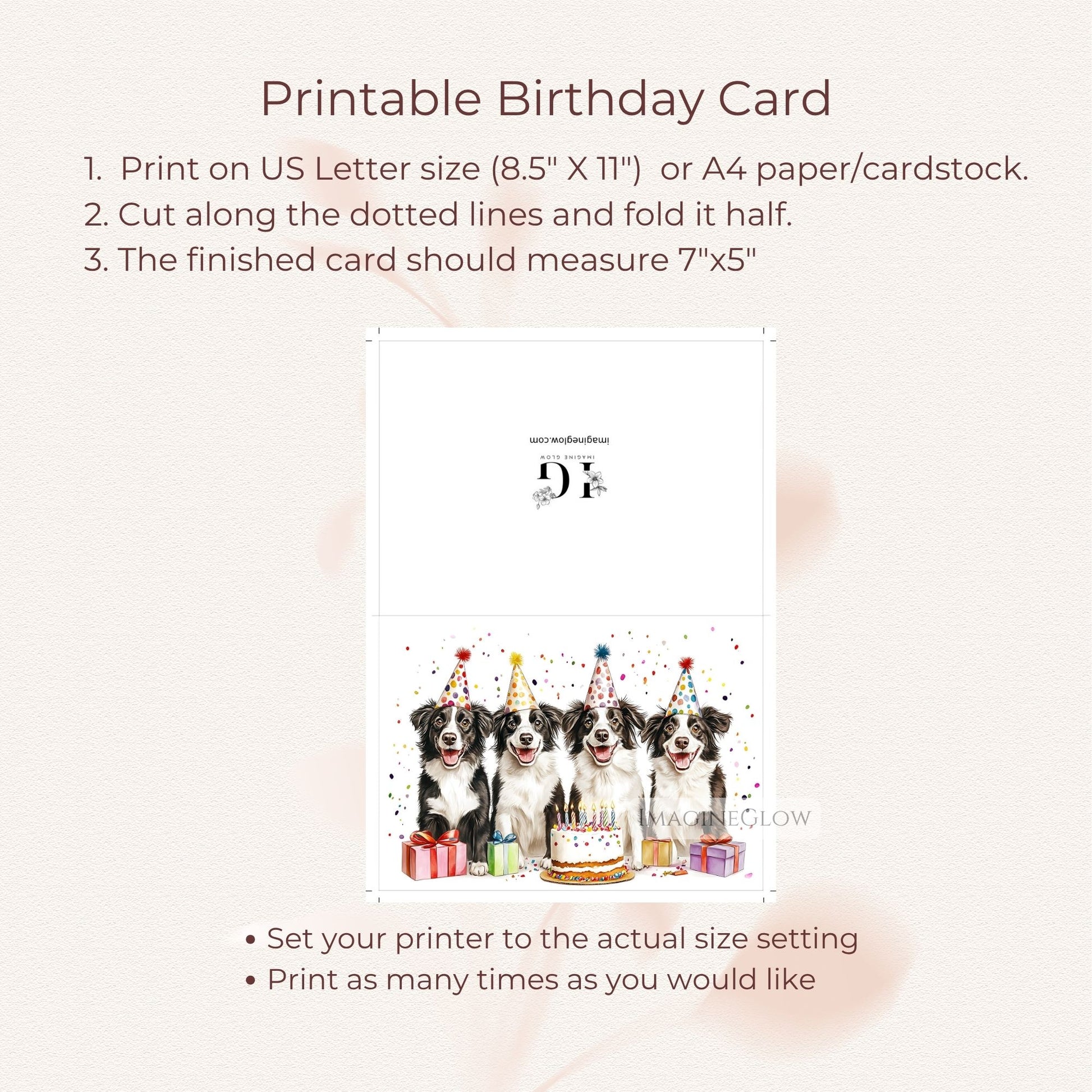 funny border collie dog card
printable dog themed birthday card
border collie digital download card