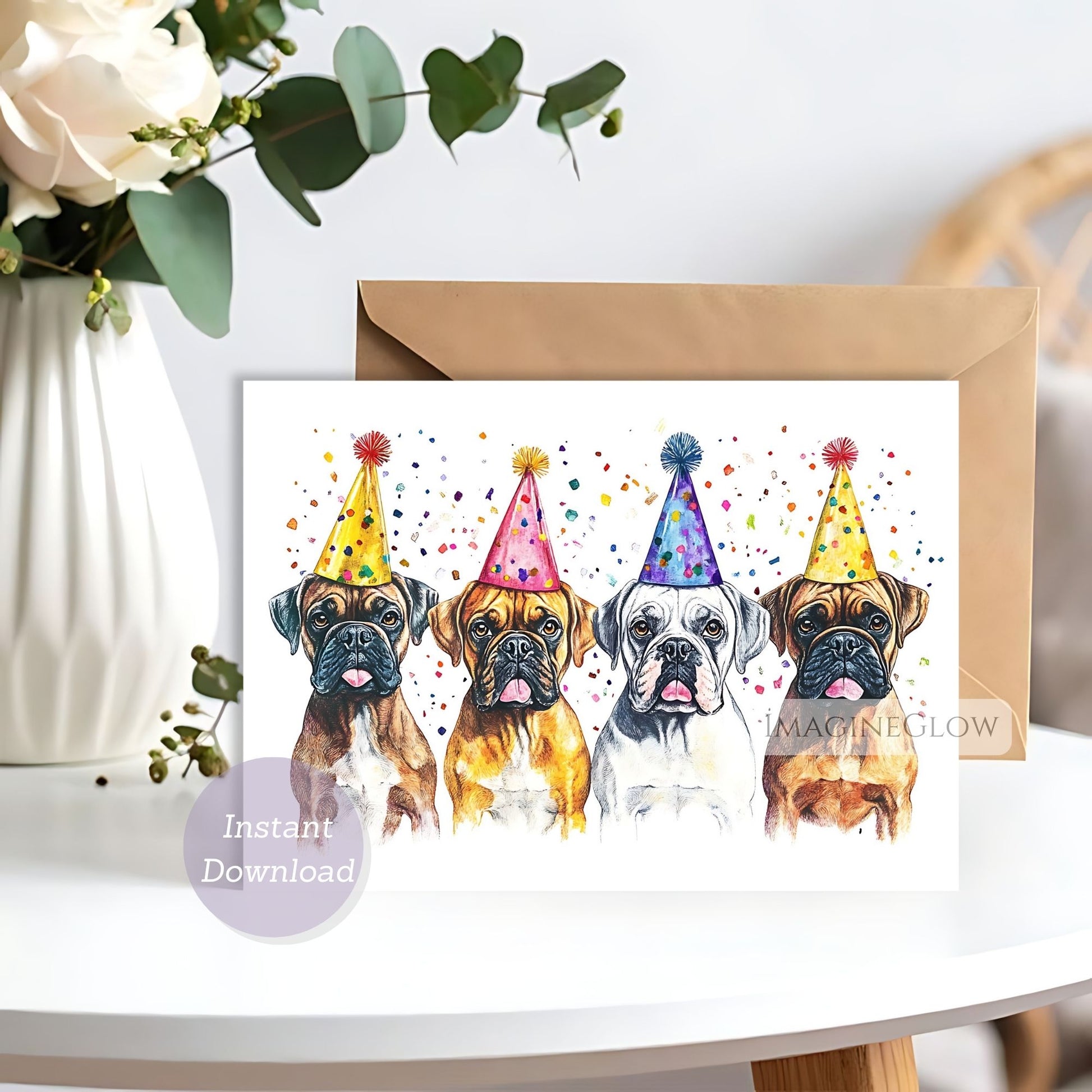 boxer birthday card printable
cute boxer dog birthday greeting card