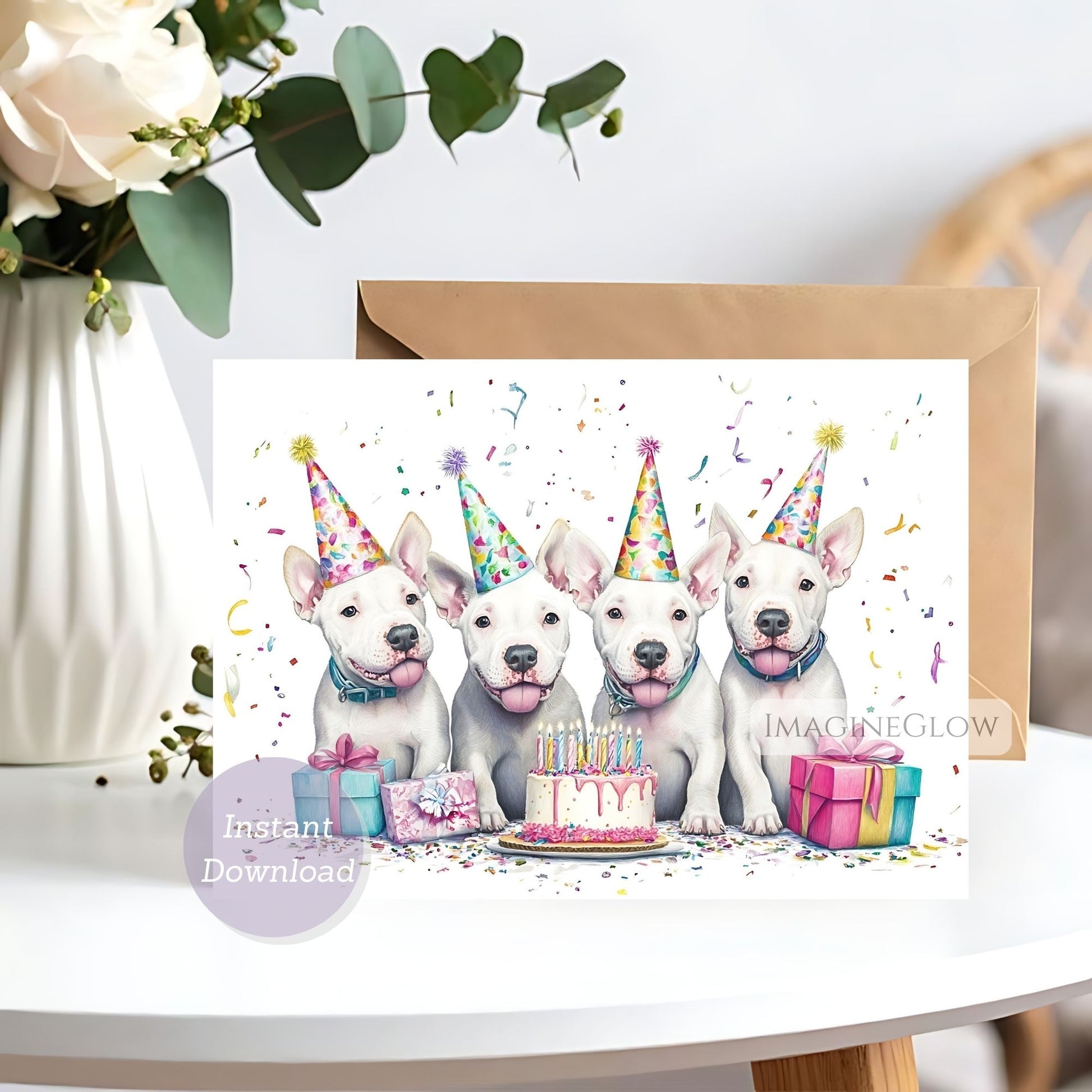 bull terrier birthday card
digital dog birthday card